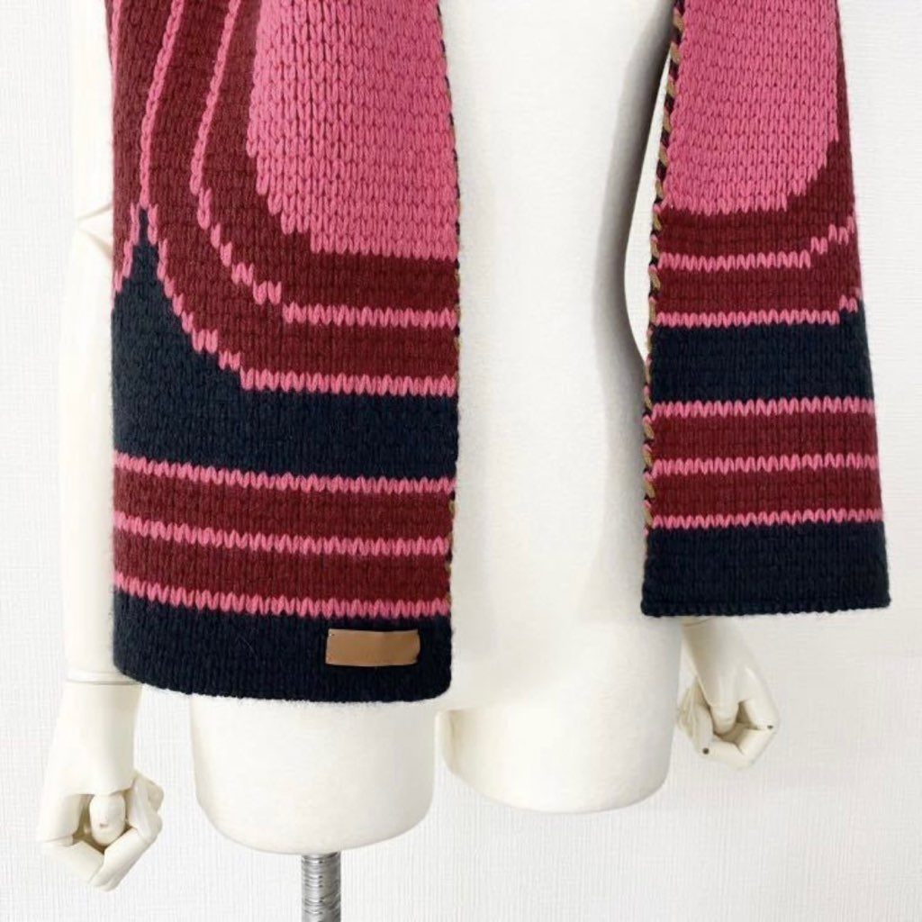 44j21 《美品》 HERMES エルメス カシミヤ グランデテヌエ ニットマフラー ピンク カシミヤ100% 肉厚 ショール ストール 大判