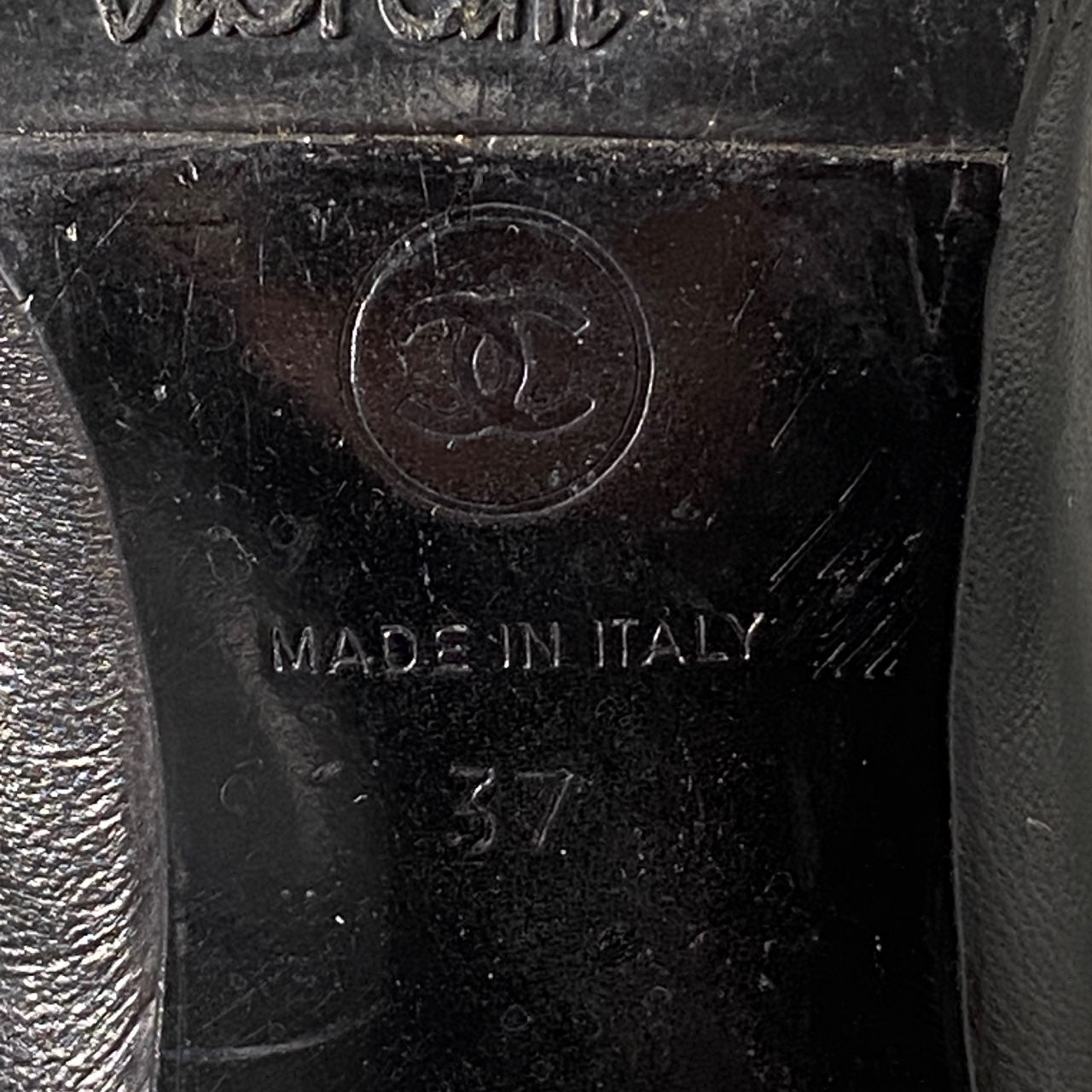 3L24 CHANEL シャネル ココマーク サイドジップ ロングブーツ 37 ブラック レザー イタリア製 vibram