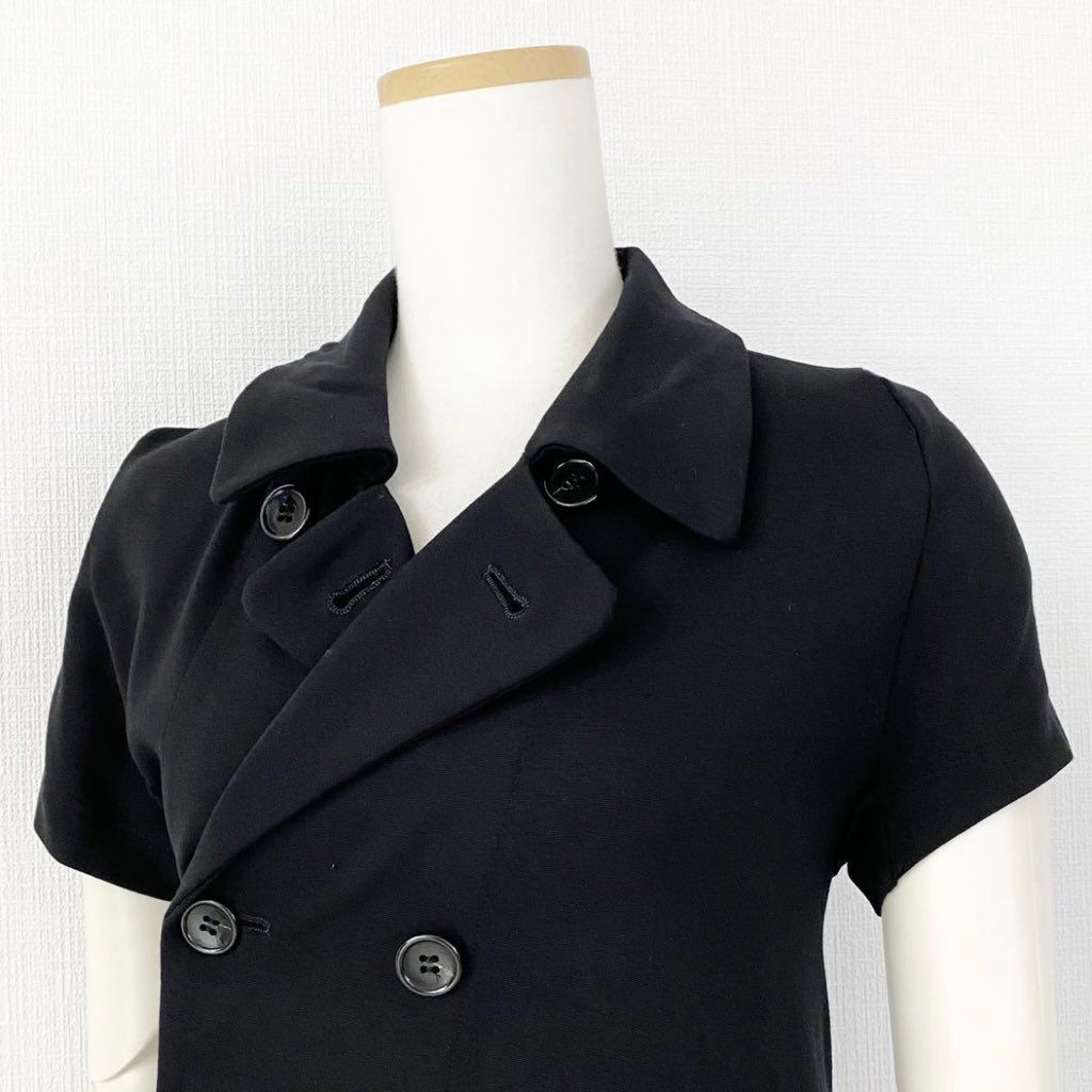 39g19 《美品》 BLACK COMME des GARCONS ブラック コムデギャルソン 変形 ダブルジャケット S ブラック 半袖
