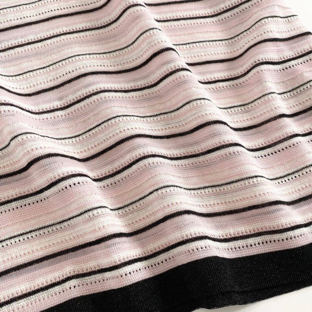40i13 MISSONI ミッソーニ ハイゲージニット 半袖トップ ブラウス 42 ピンク カットソー Tシャツ 大きいサイズ イタリア製
