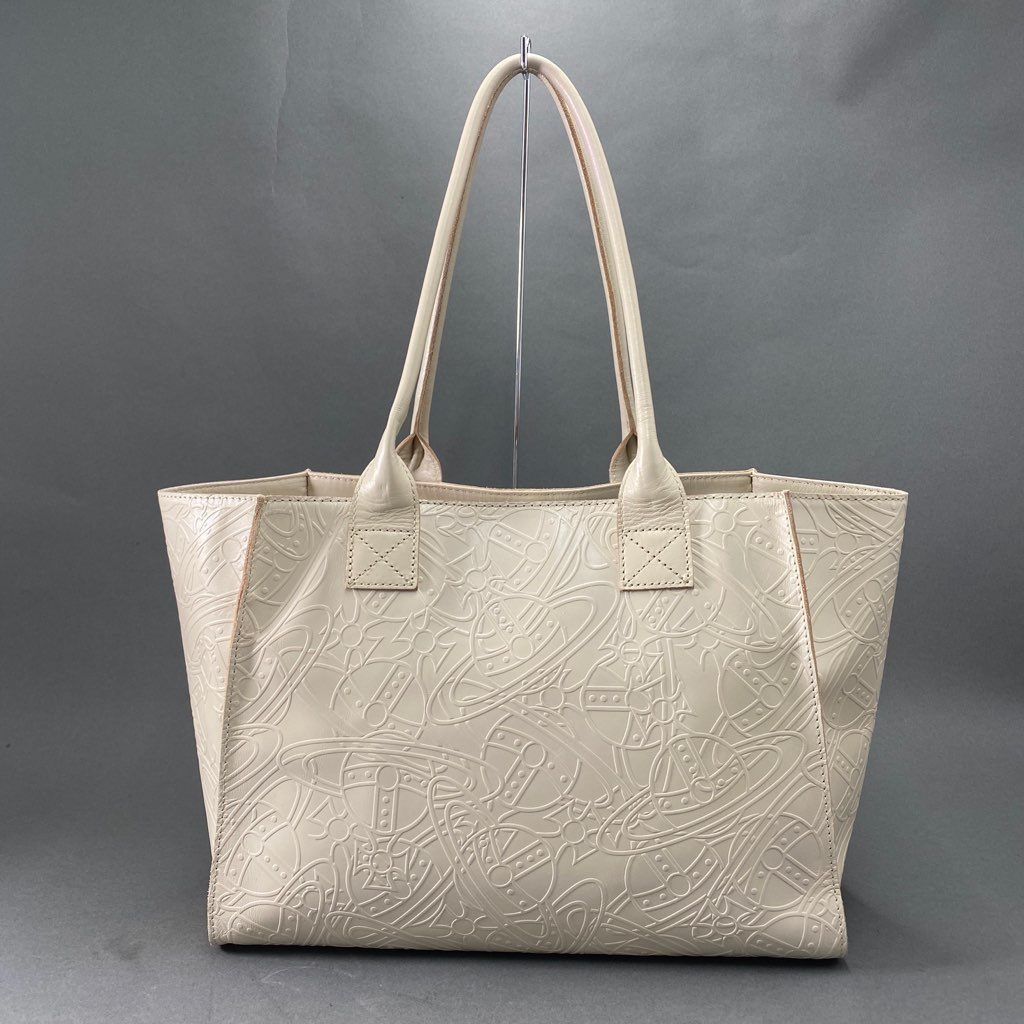 78b10 《美品》 Vivienne Westwood ヴィヴィアン ウエストウッド RONDOM LINE ORB ランダムオーブ トートバッグ ホワイト レザー ワンショルダーバッグ