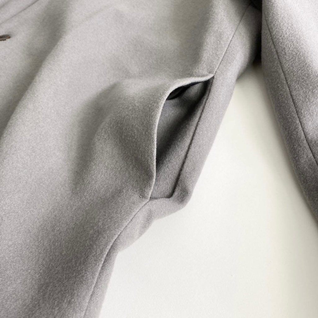 66j29 《美品》 ka na ta カナタ 2ミリコート サイズ1 レー メンズ アウター 羽織 上着 日本製 2mm CORT 紳士服 ノーカラー ロングコートグレー ウール100% 冬