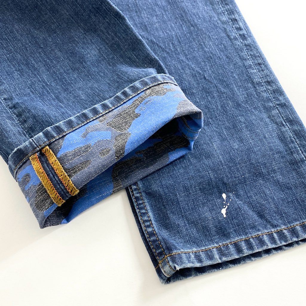 58b13 PHILIPP PLEIN フィリッププレイン ヴィンテージ加工 デニムパンツ ジーンズ 32 インディゴ ペンキ加工 DENIM PANTS