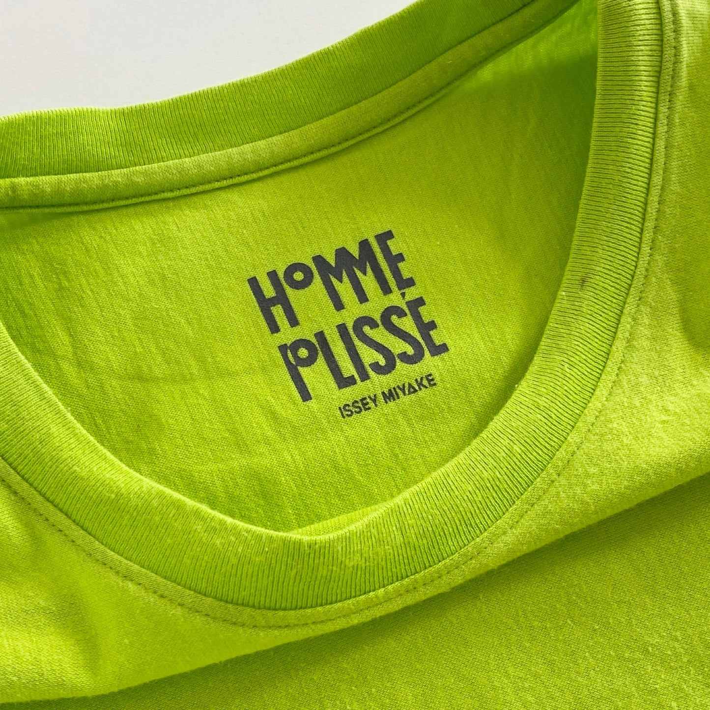 39a21 HOMME PLISSE ISSEY MIYAKE オムプリッセ イッセイミヤケ 日本製 ワイドシルエット カットソー 半袖 Tシャツ クルーネック HP12JK309 2 ライムグリーン コットン100% MADE IN JAPAN