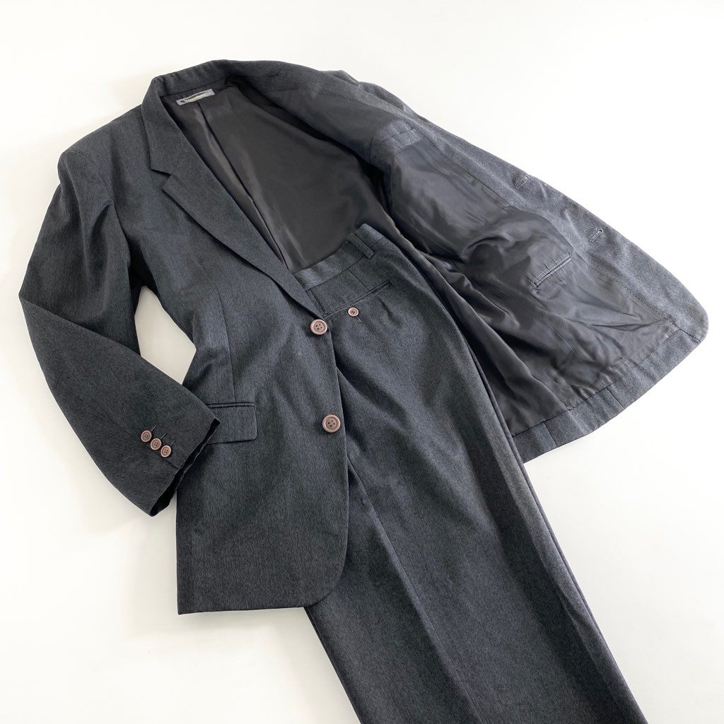 46b11 ISSEY MIYAKE イッセイミヤケ 80’s 一筆タグ スーツ セットアップ フォーマル ビジネス XL グレー 日本製 SETUP