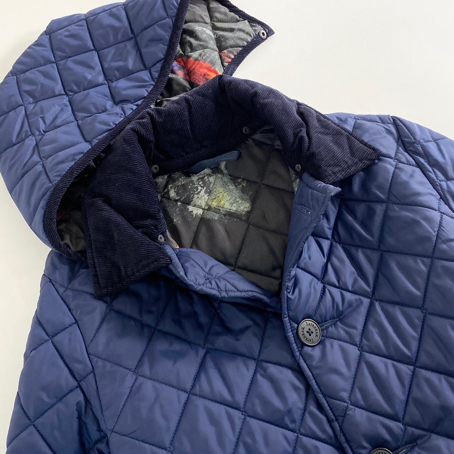 64L5 Paul Smith ポールスミス × LEVENHAM ラベンハム 裏地総柄 キルティングコート ジャケット ミドル丈 L ネイビー メンズ
