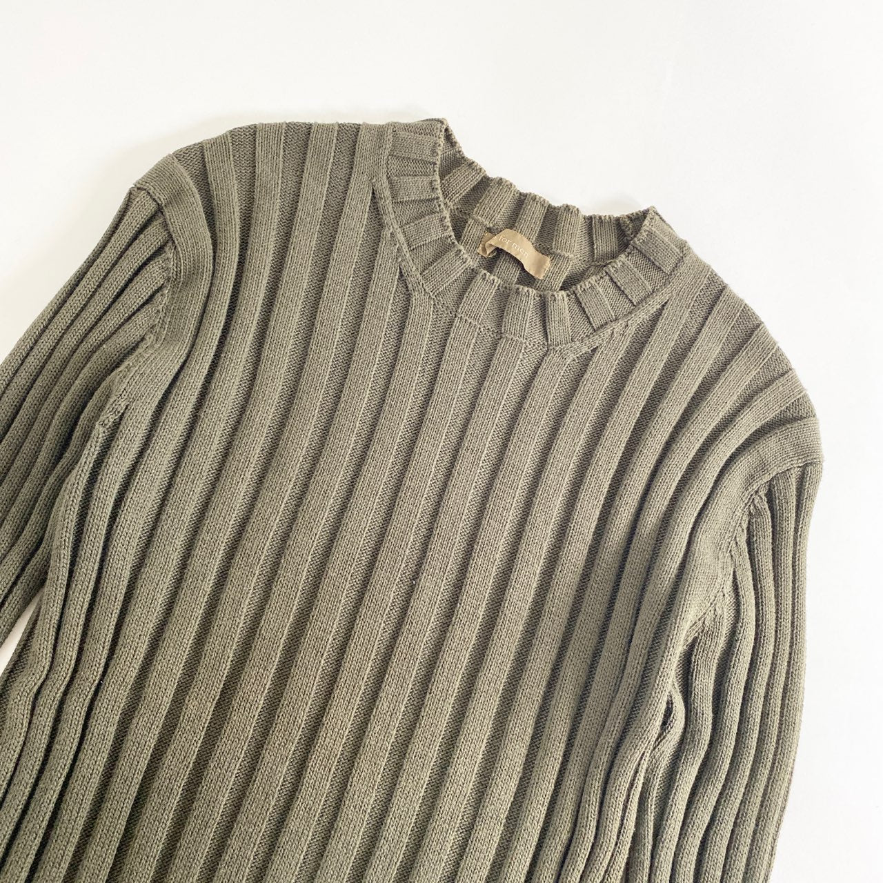 64L10 Y's for men ワイズフォーメン コットンリブニットトップ M~L相当 カーキ セーター日本製 Yohji Yamamoto ヨウジヤマモト