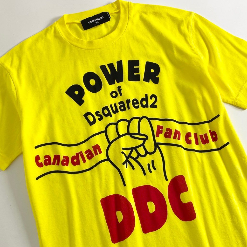 37b4 《美品》 DSQUARED2 ディースクエアード プリントTシャツ XS イエロー カットソー canadian fan club