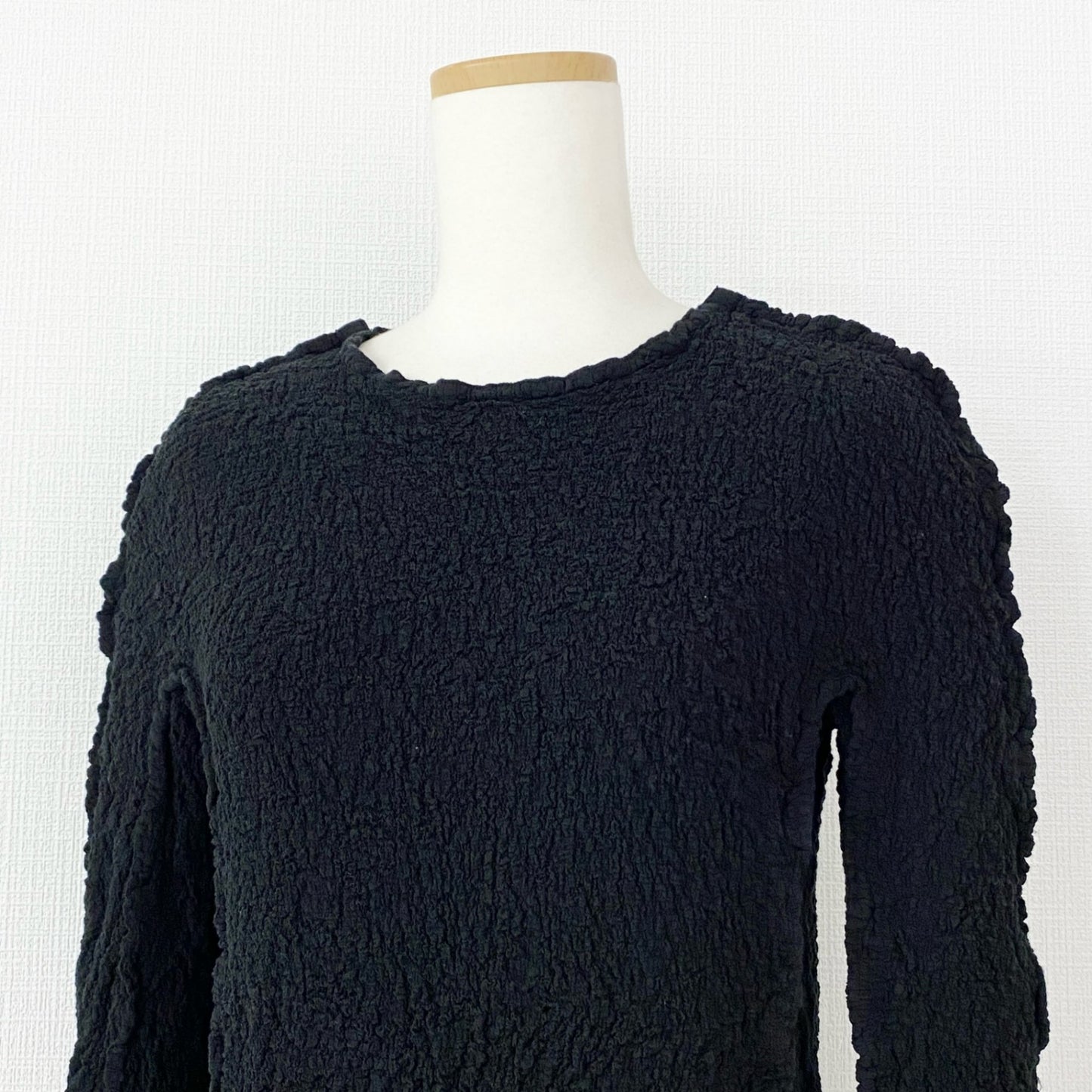 35c14 me ISSEY MIYAKE ミー イッセイミヤケ 日本製 カリフラワー トップス 長袖 チュニック カットソー MI34FK512 ブラック コットン MADE IN JAPAN