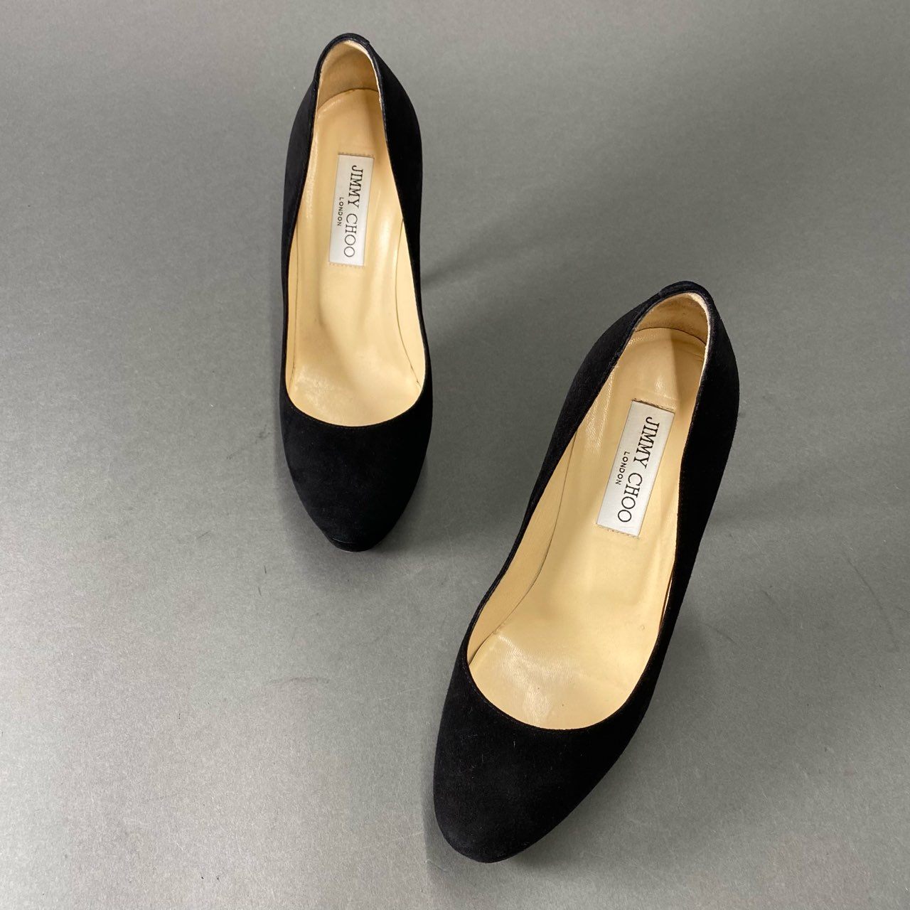 4c8-2 JIMMY CHOO ジミーチュウ イタリア製 ハイヒール パンプス シューズ 38 ブラック スエード レザー MADE IN ITALY