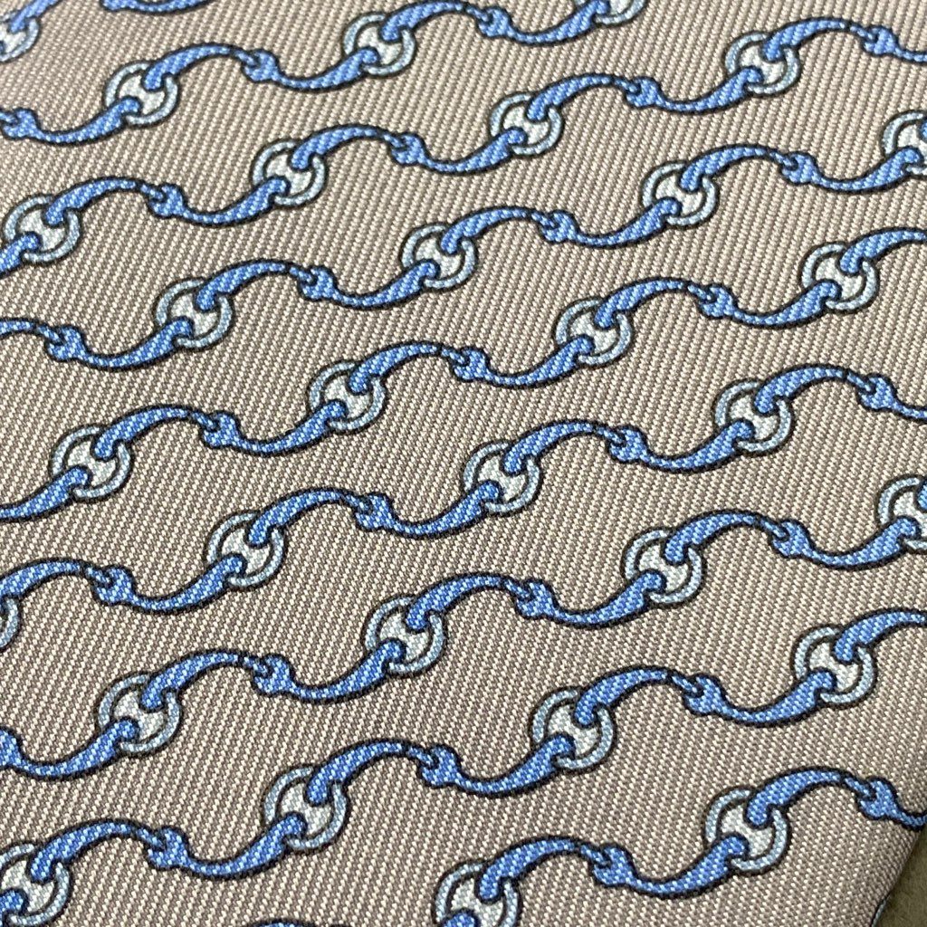 39b6-12 HERMES エルメス 総柄 シルクネクタイ ビジネス フォーマル SILK フランス製 605832 IA グレー ブルー シルク100%