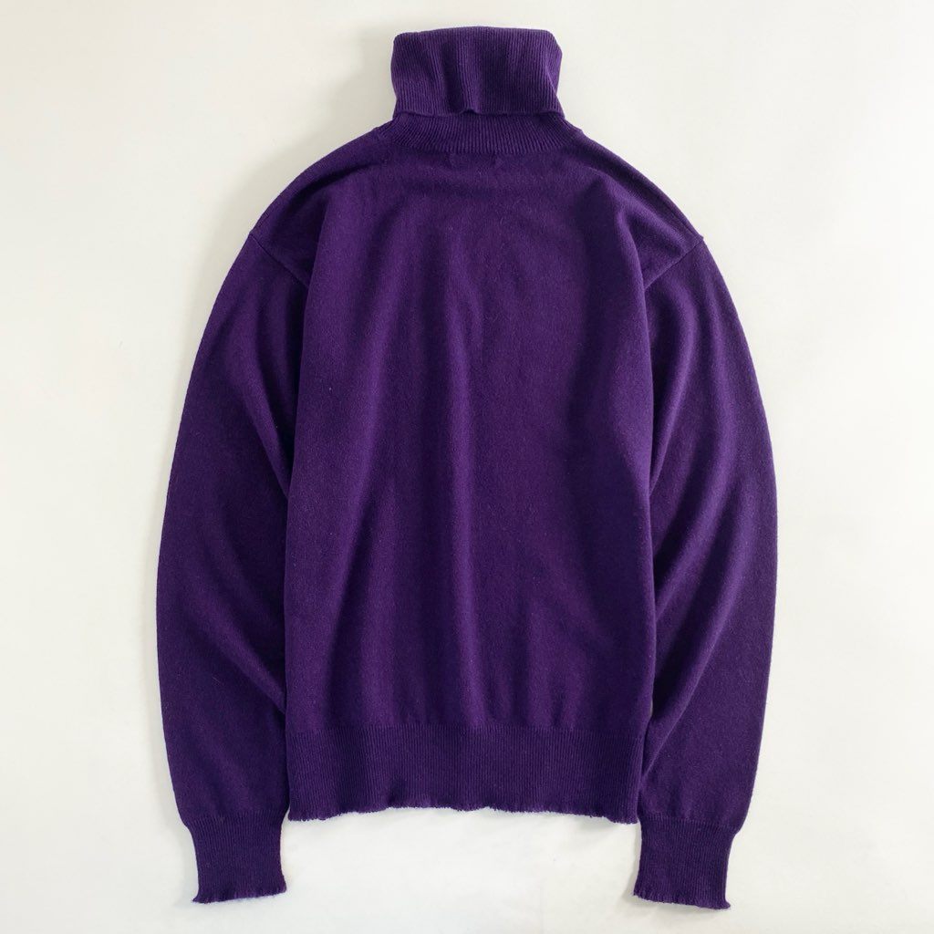 51c6 《極美品》 BLAMINK ブラミンク カシミヤ100% フリンジタートルネック ニットセーター 38 パープル UNITED ARROWS ユナイテッドアローズ