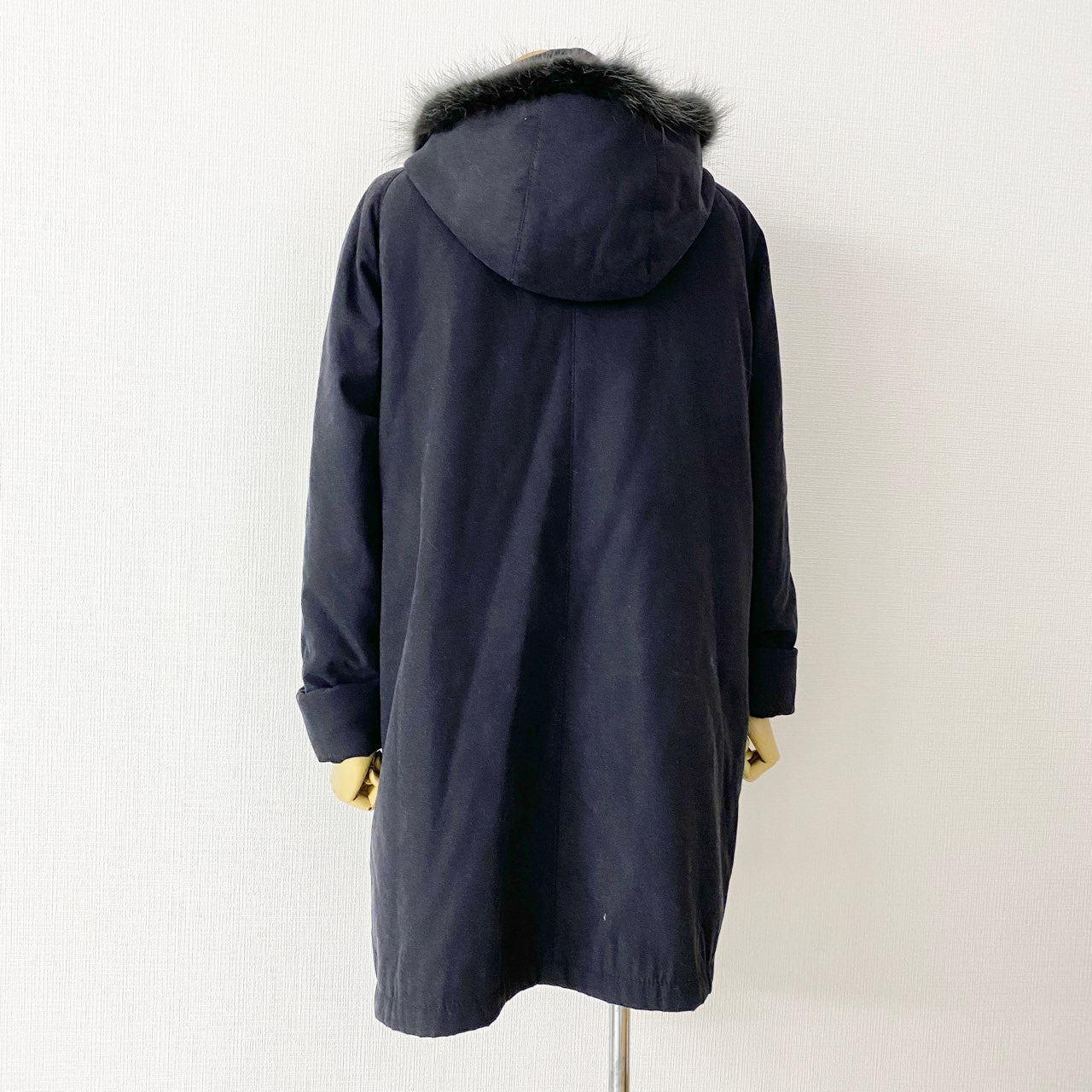 43A12 LE BAMBOLE レ バンボレ ファイヤーマンコート 44 ブラック イタリア製 ユーロ古着 モッズコート アウター ライナー ファー 秋冬