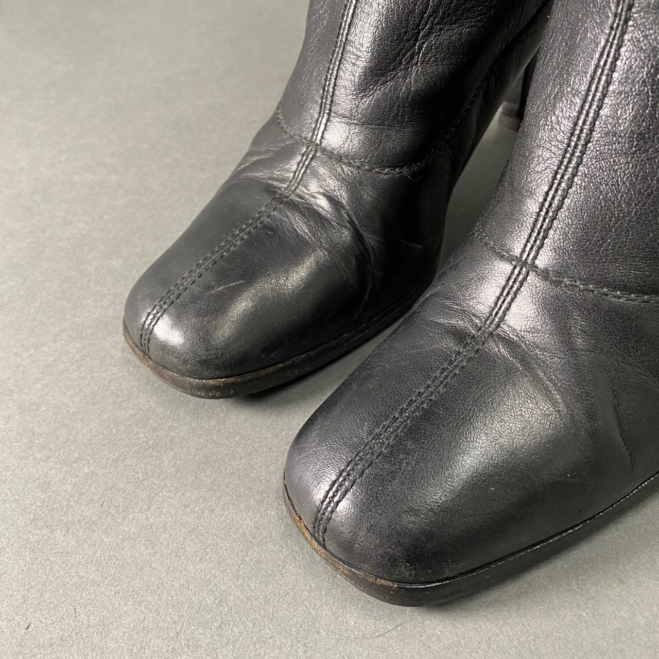 3L24 CHANEL シャネル ココマーク サイドジップ ロングブーツ 37 ブラック レザー イタリア製 vibram