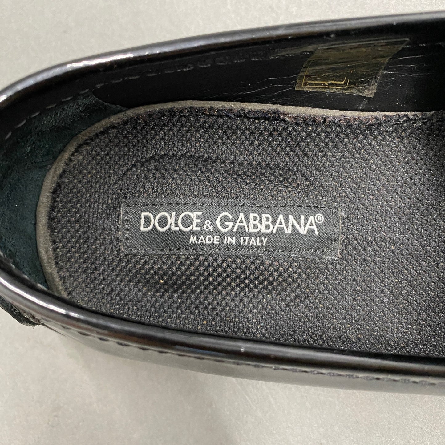 2k14《イタリア製》DOLCE&GABBANA ドルチェ&ガッバーナ コインローファー デザイン ドライビングシューズ 5 1/2(日本サイズ24.5cm相当) ブラック パテントレザー