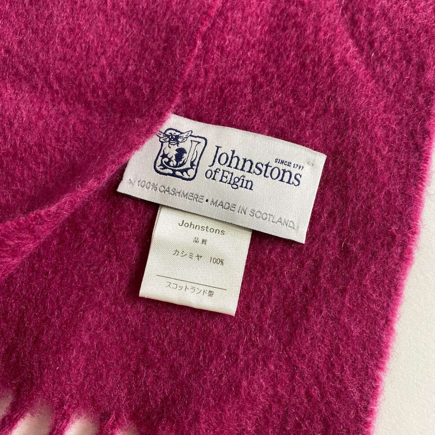 a18 Johnstons of Elgin ジョンストンズ オブ エルガン スコットランド製 マフラー ストール パープル ピンク系 カシミヤ100% MADE IN SCOTLAND CASHMERE