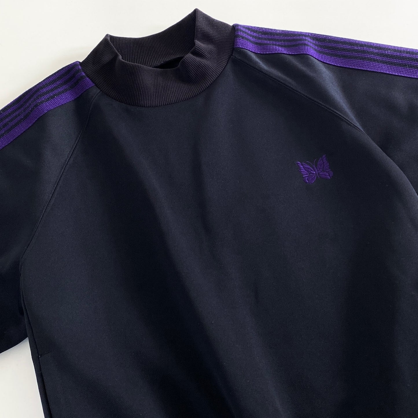 47a31 Needles ニードルス ビームスボーイ別注 Trak Mockneck Top モックネックトップ 長袖Tシャツ FK368 XS ダークネイビー×パープル ポリエステル100% レディース 女性用