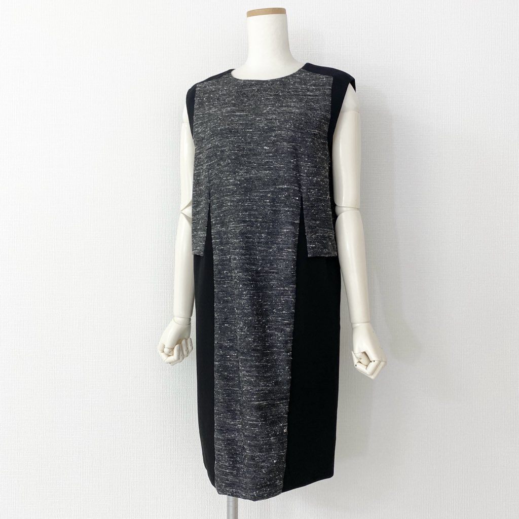 39c10 SPORTMAX スポーツマックス ノースリーブワンピース 膝丈ワンピース S ブラック レディース 異素材切替 バックジップ 夏