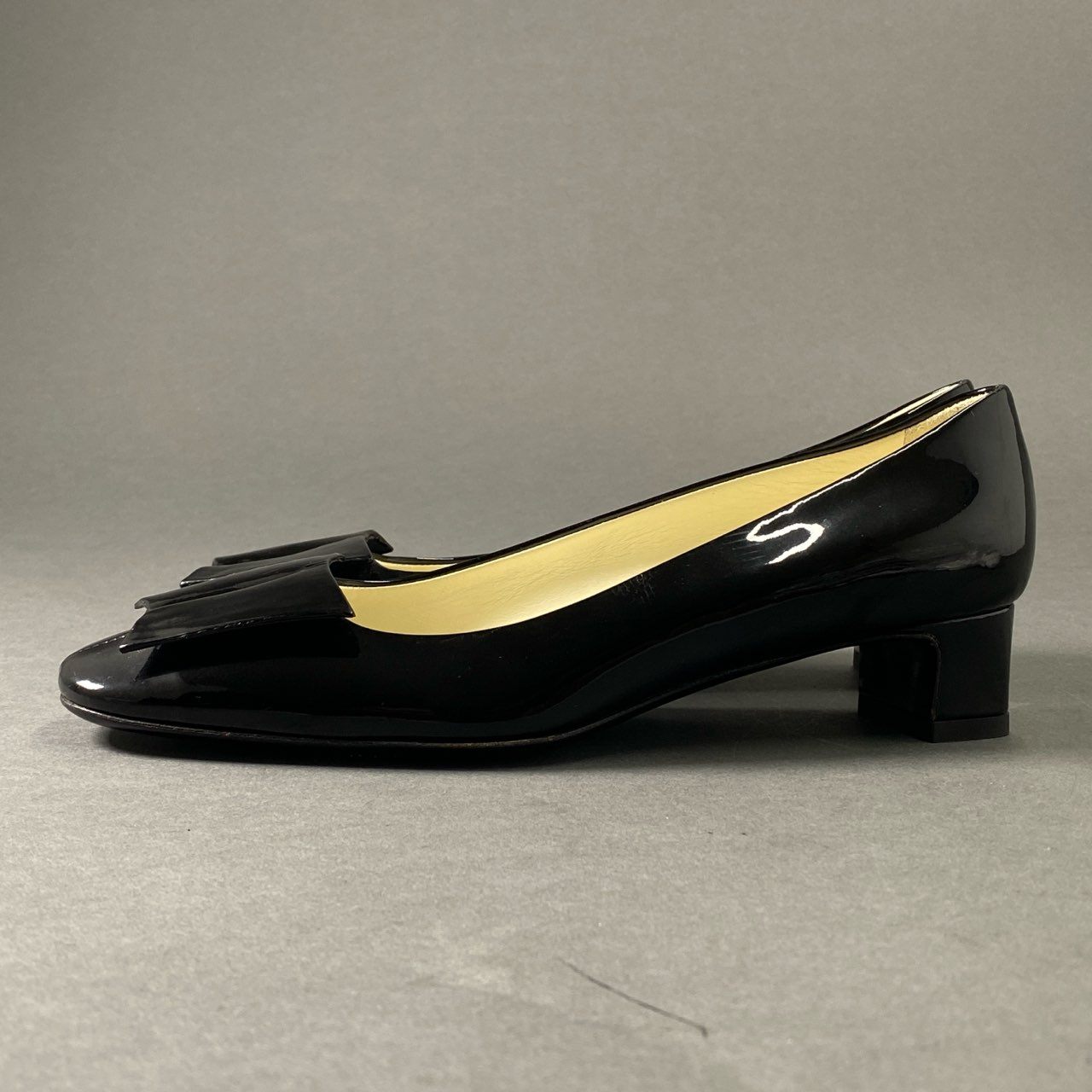 4c3 JIL SANDER ジルサンダー パテントレザー パンプス 35 ブラック シューズ エナメル イタリア製