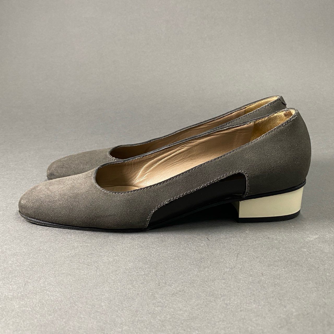 5c3 MARNI マルニ スエードレザー パンプス 35 グレー ブラウン シューズ イタリア製 SHOES MADE IN ITALY 冬