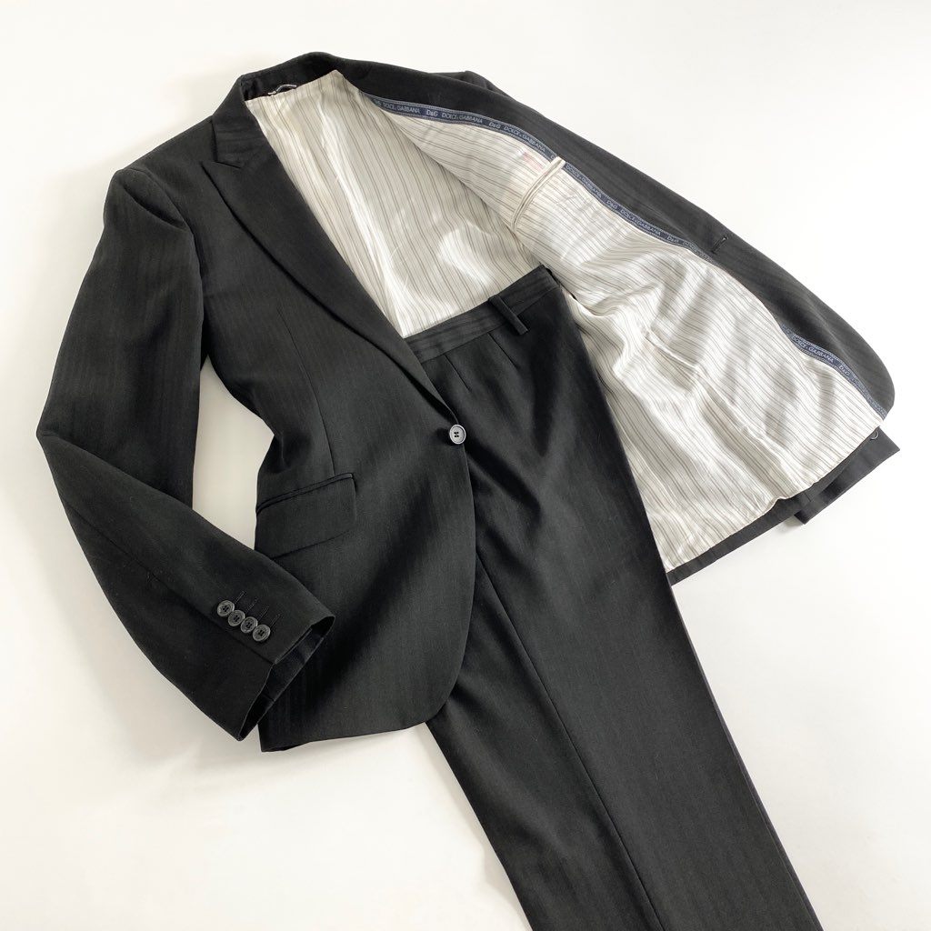 56b13 DOLCE&GABBANA ドルチェアンドガッバーナ D&G ドルガバ スーツ セットアップ 46 ブラック ビジネス フォーマル セルビア製