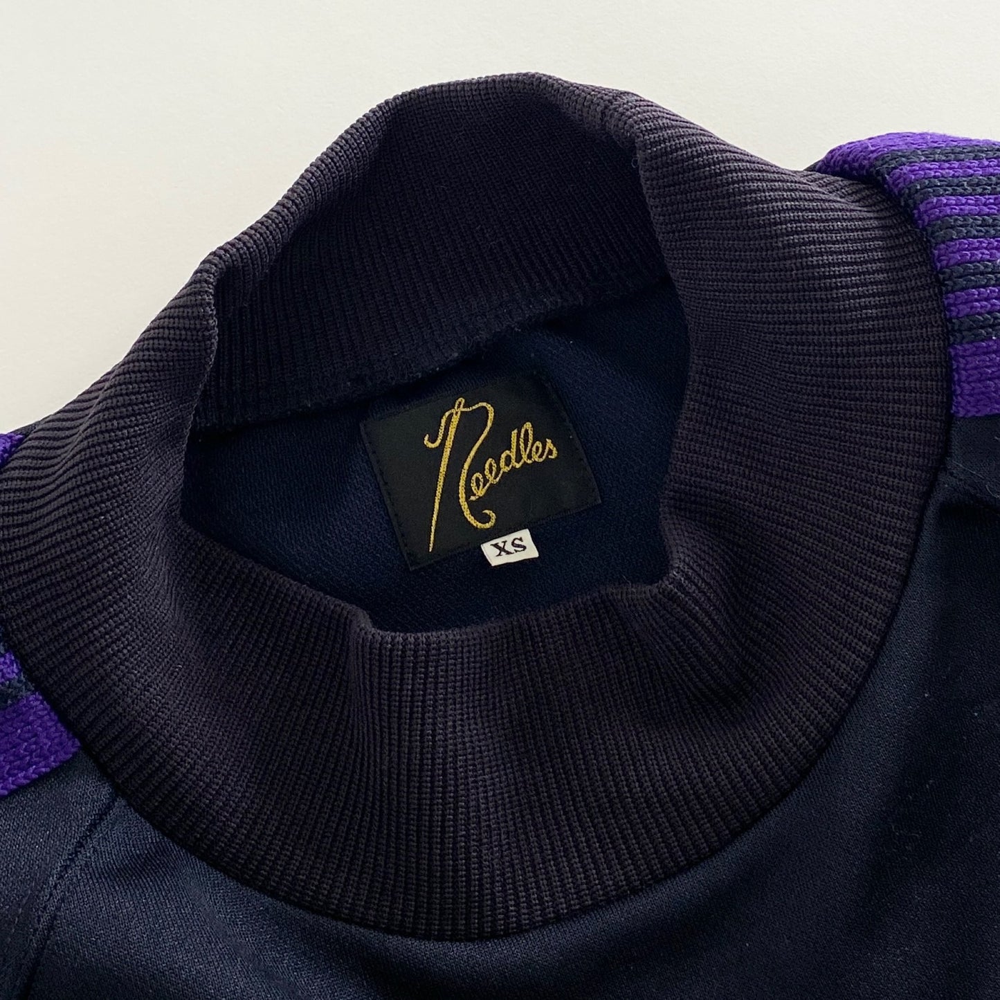 47a31 Needles ニードルス ビームスボーイ別注 Trak Mockneck Top モックネックトップ 長袖Tシャツ FK368 XS ダークネイビー×パープル ポリエステル100% レディース 女性用