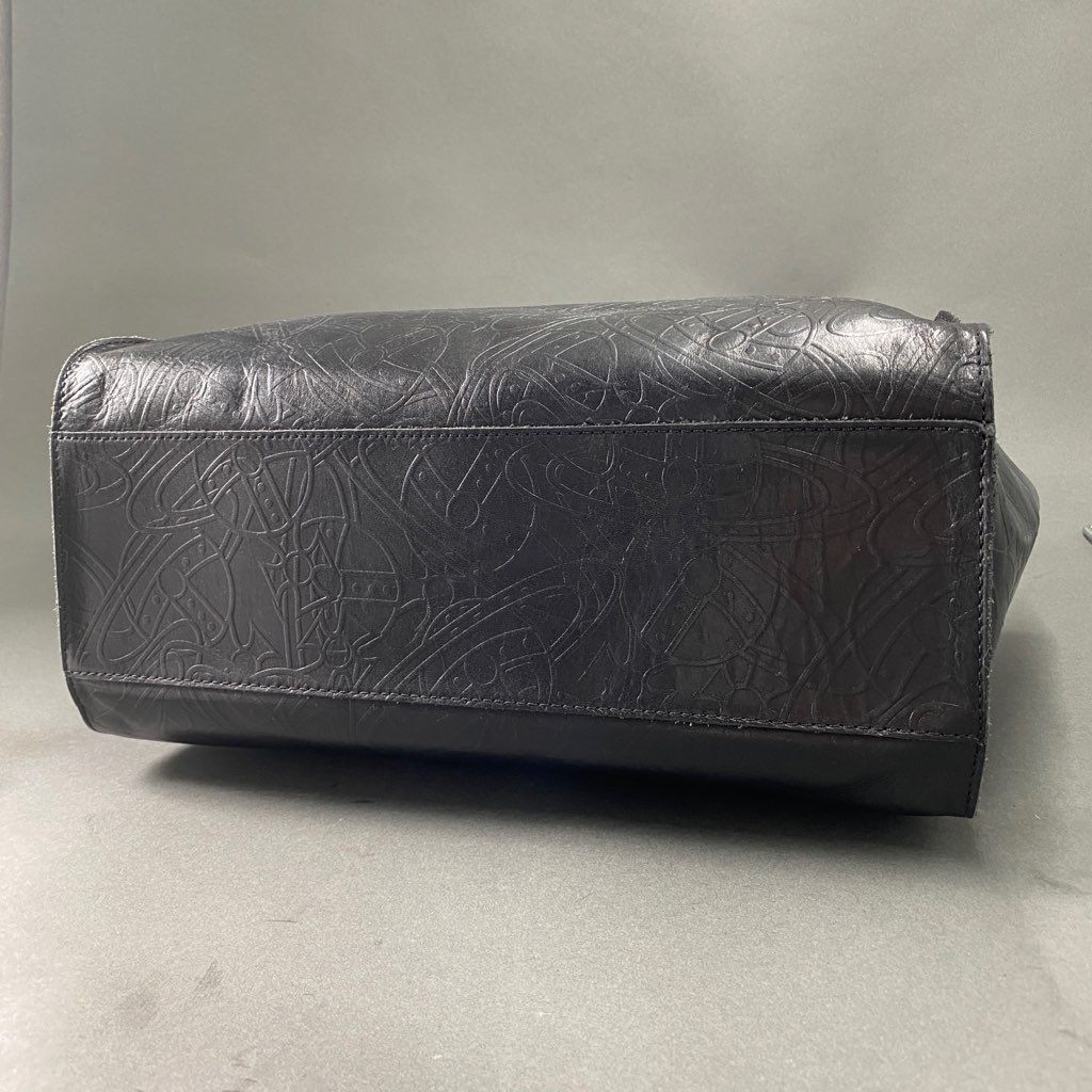 78b10 《美品》 Vivienne Westwood ヴィヴィアン ウエストウッド RONDOM LINE ORB ランダムオーブ トートバッグ ブラック レザー ワンショルダーバッグ