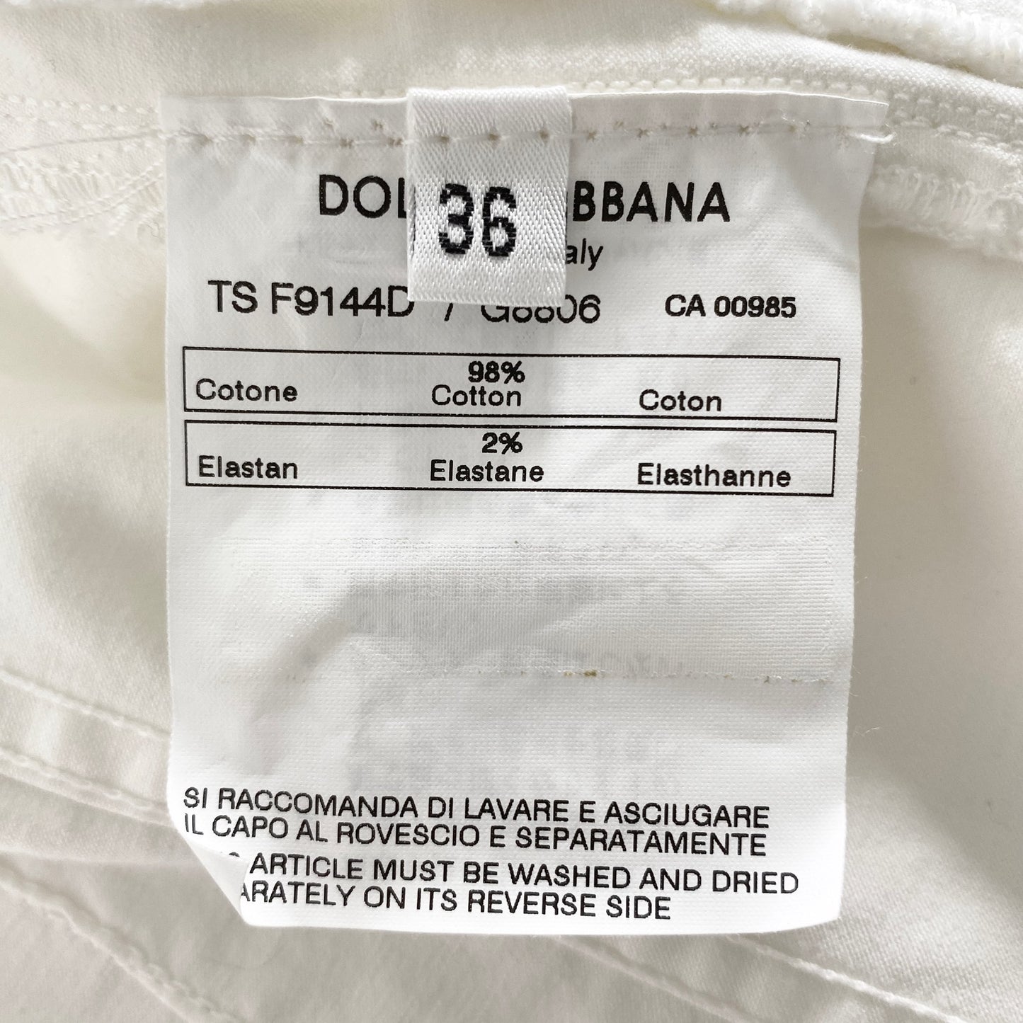 30a28 DOLCE&GABBANA ドルチェアンドガッバーナ ストレッチジャケット 36 ホワイト 金ボタン カバーオール イタリア製