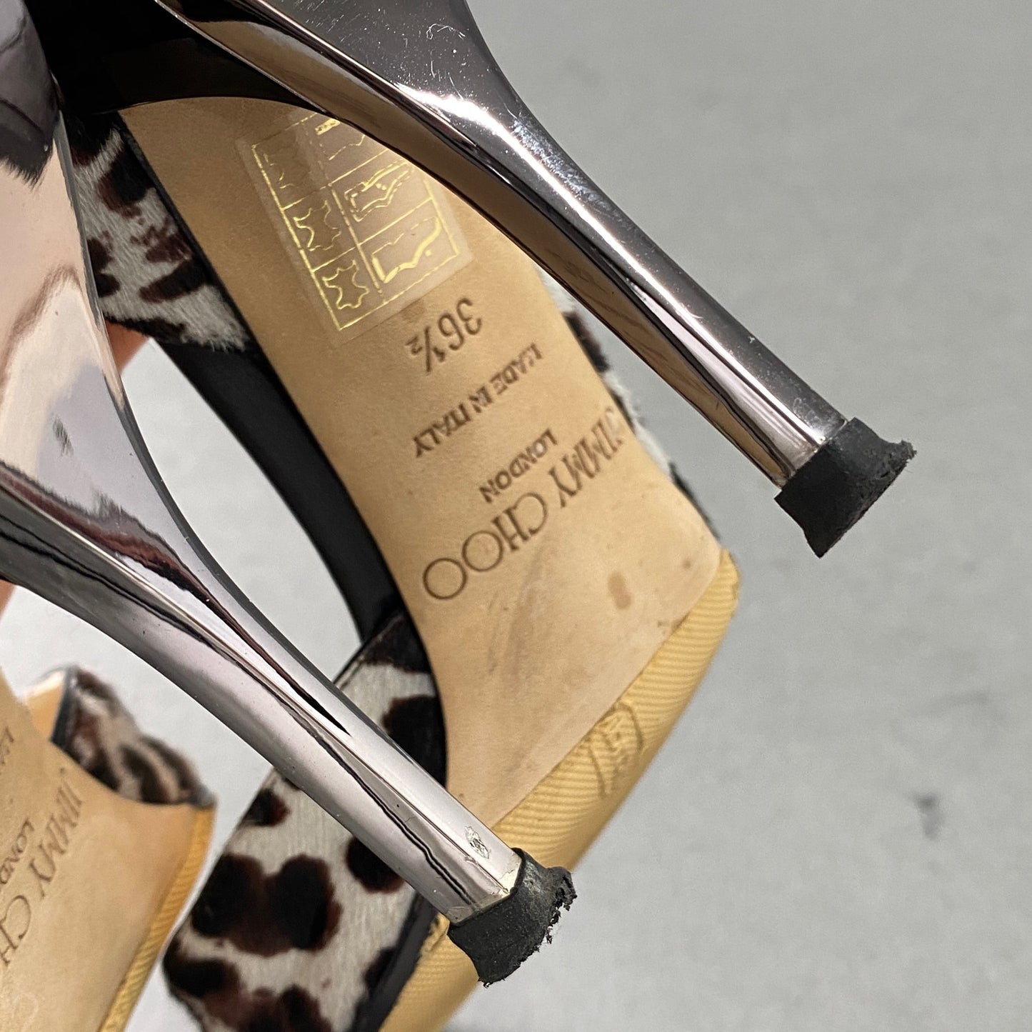 1a28 JIMMY CHOO ジミーチュウ WILLIS レオパード ハラコ ヒールパンプス シューズ ポインテッドトゥ イタリア製 36 1/2 ブラウン系 MADE IN ITALY