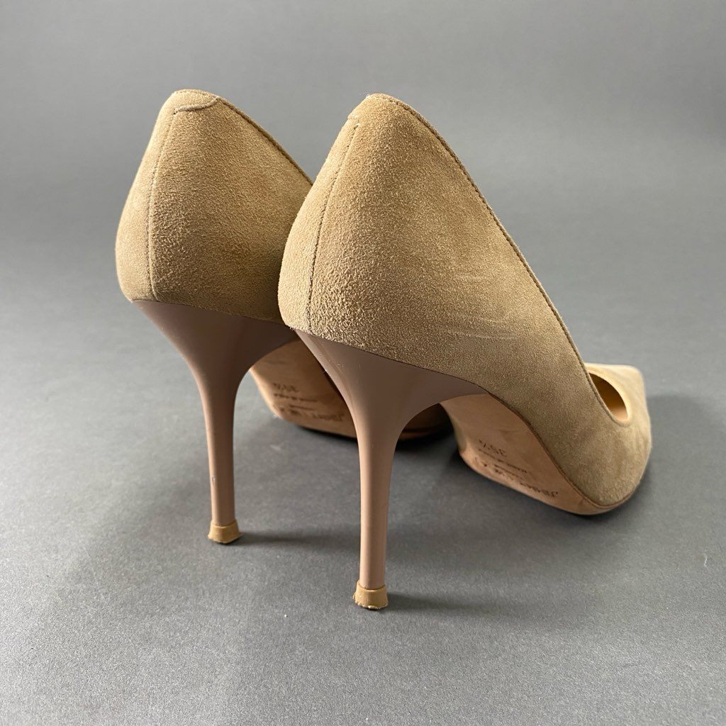 4b29 JIMMY CHOO ジミーチュウ スエードレザー ヒールパンプス 35 1/2 ベージュ イタリア製 シューズ ピンヒール セレモニー
