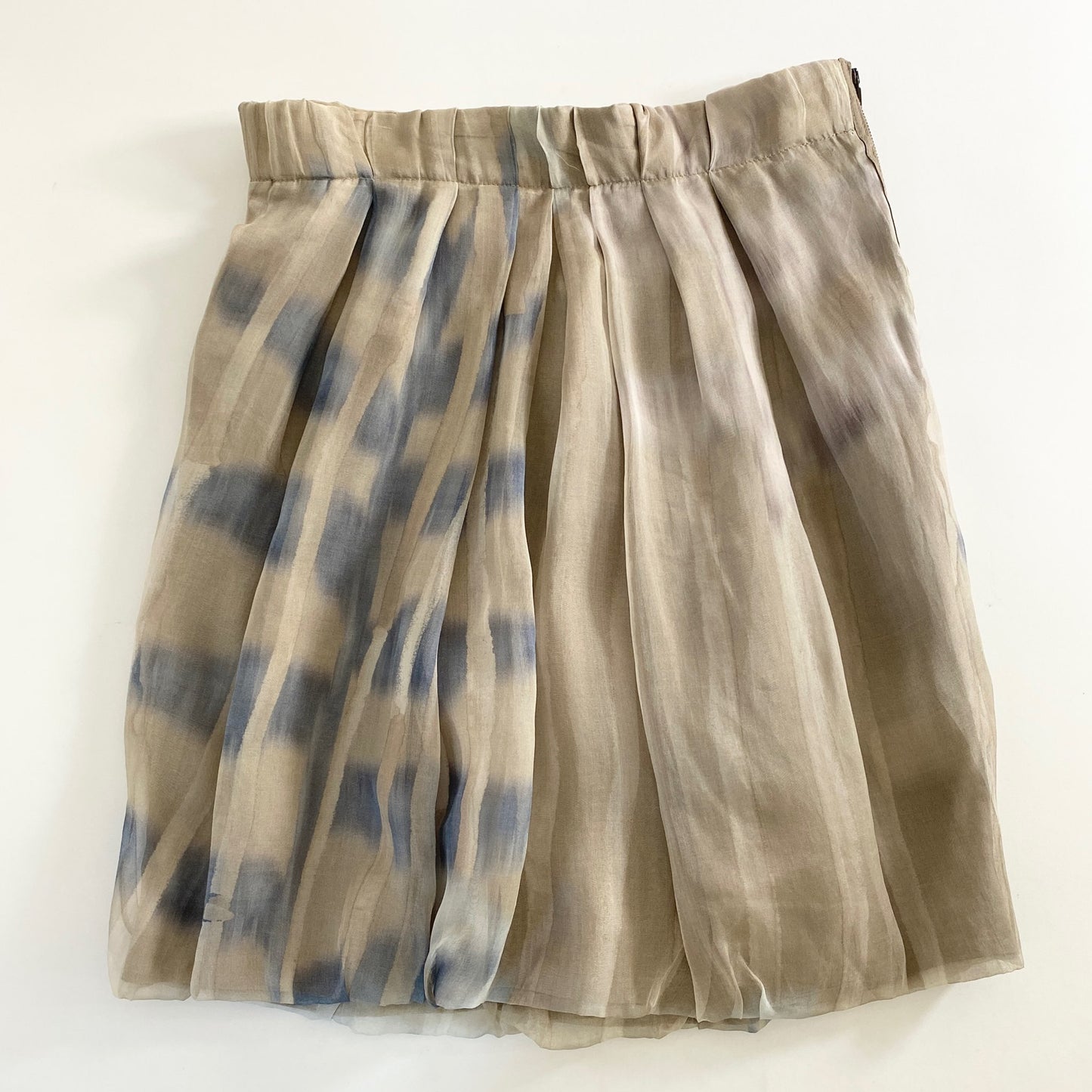 45a31 イタリア製 BRUNELLO CUCINELLI ブルネロクチネリ フレアスカート 膝丈スカート 40 アイボリー チェック柄切替 シルク100% レディース女性用