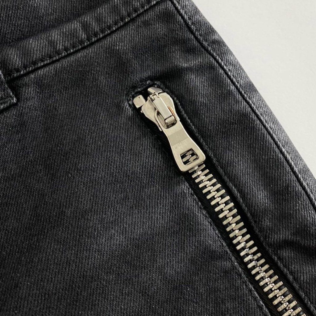 26h21 《美品》 イタリア製 BALMAIN バルマン コーティング加工バイカースキニーパンツ 27 ブラック メンズ スリム ボトムス ジーンズ