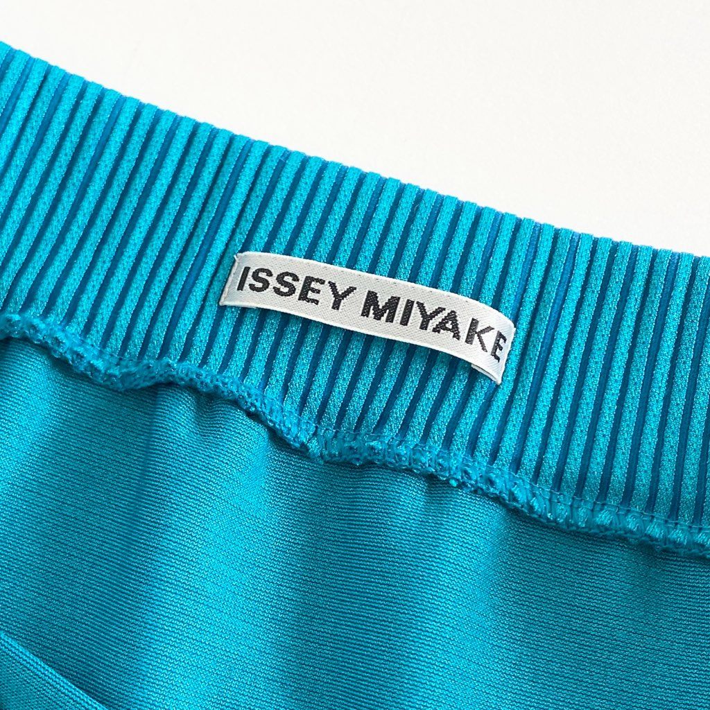 20c11 ISSEY MIYAKE イッセイミヤケ ストライプ ストレッチスカート 2 ブルー 日本製 伸縮性◎ IM54KG504 ボトムス