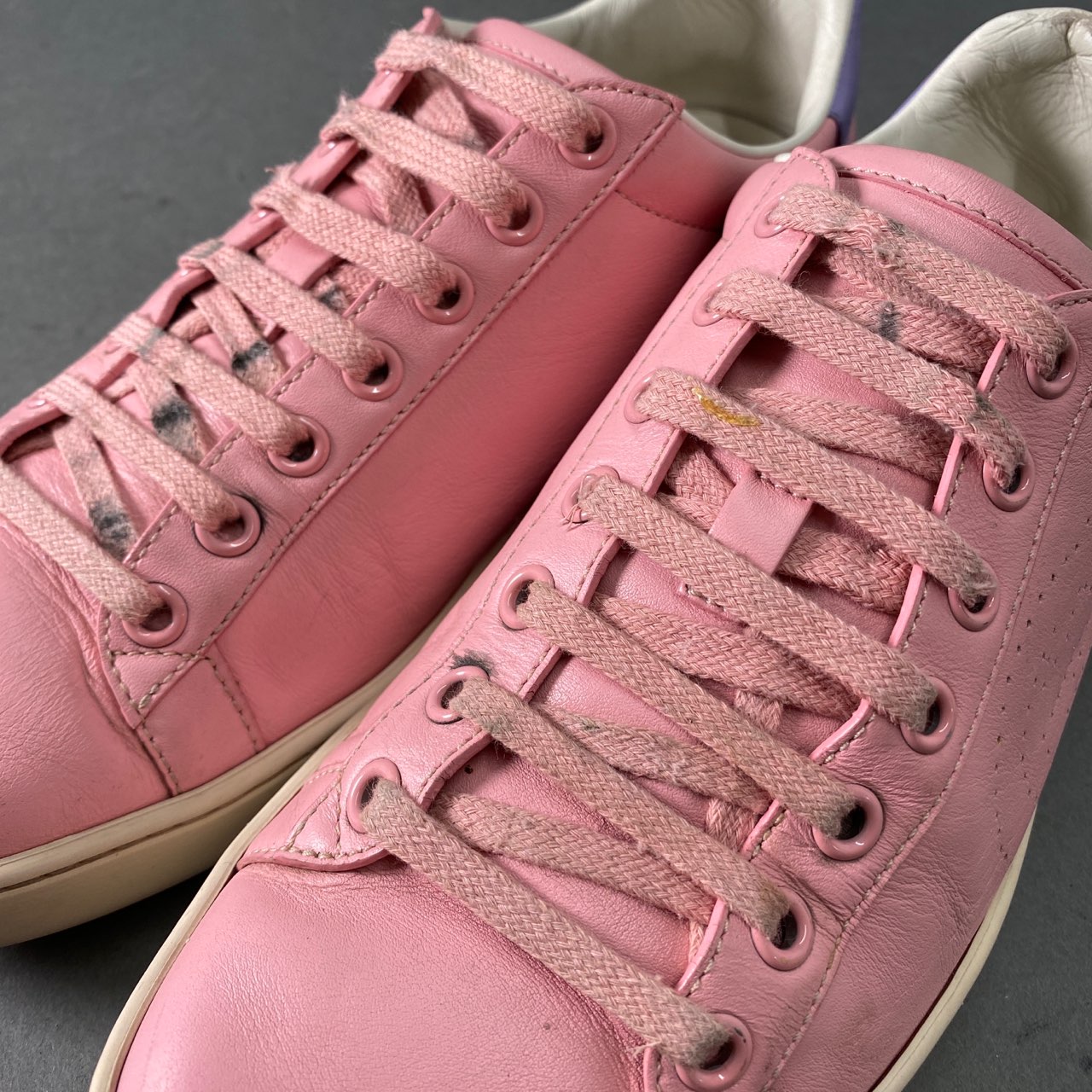 1a22 GUCCI グッチ イタリア製 598527 Ace エース インターロッキングG ローカットスニーカー シューズ パンチング ロゴ 37 1/2 ピンク レザー