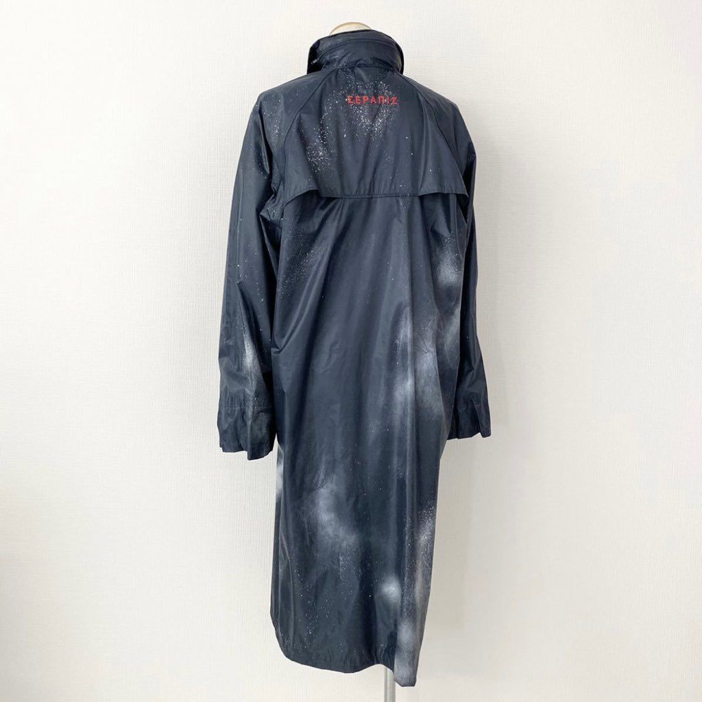 27h27 Zepanese Club ゼパニーズクラブ レインコート rain coat ペイント加工 総柄 フード ロングコート Lサイズ メンズ 弾採用 ネイビー