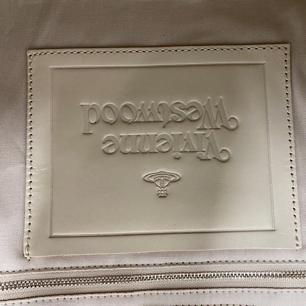 78b10 《美品》 Vivienne Westwood ヴィヴィアン ウエストウッド RONDOM LINE ORB ランダムオーブ トートバッグ ホワイト レザー ワンショルダーバッグ