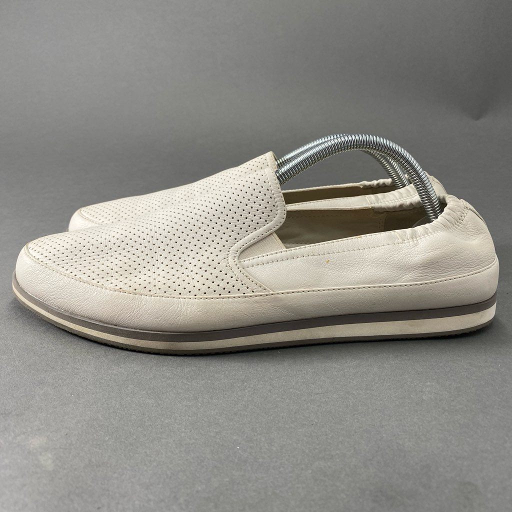 4b29 PRADA SPORTS プラダ スポーツ レザー スリッポン スニーカー 8 ホワイト ローカット シューズ SLIP-ON