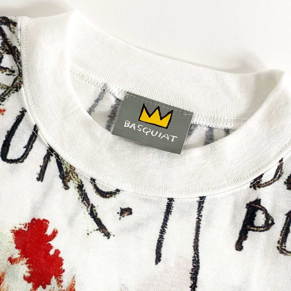 56b13 《美品》 BASQUIAT バスキア 00’s デッドストック 展覧会限定 アートTシャツ ホワイト 日本製 ジャン=ミシェル バスキア カットソー TEE 絵画