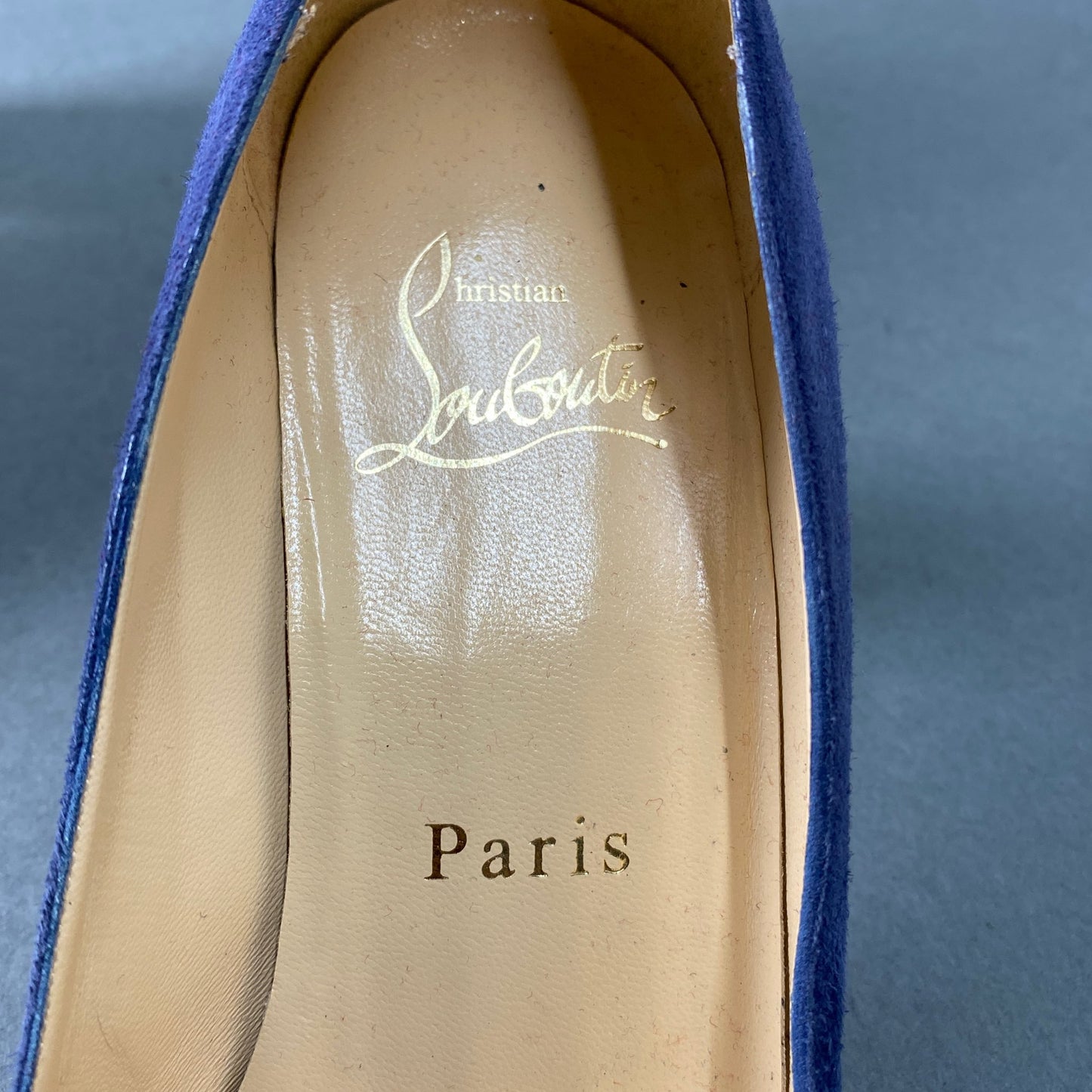 1a18 イタリア製 Christian Louboutin クリスチャンルブタン ヒールパンプス 34 ネイビー スエード ラウンドトゥ