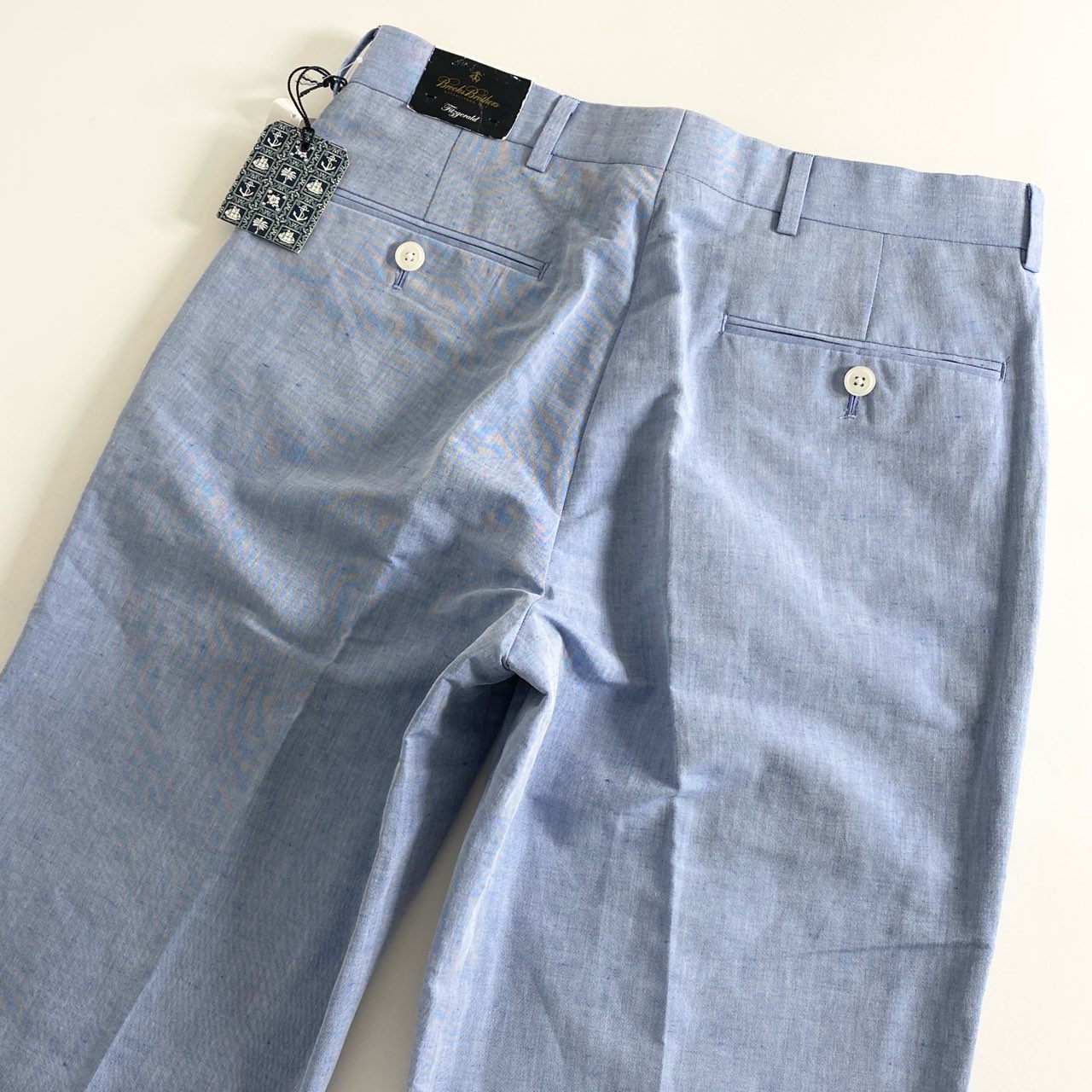 7b26 Brooks Brothers ブルックスブラザーズ スラックスパンツ ロングパンツ 30 ライトブルー リネン混 ボトムス メンズ タグ付き 定価¥20000