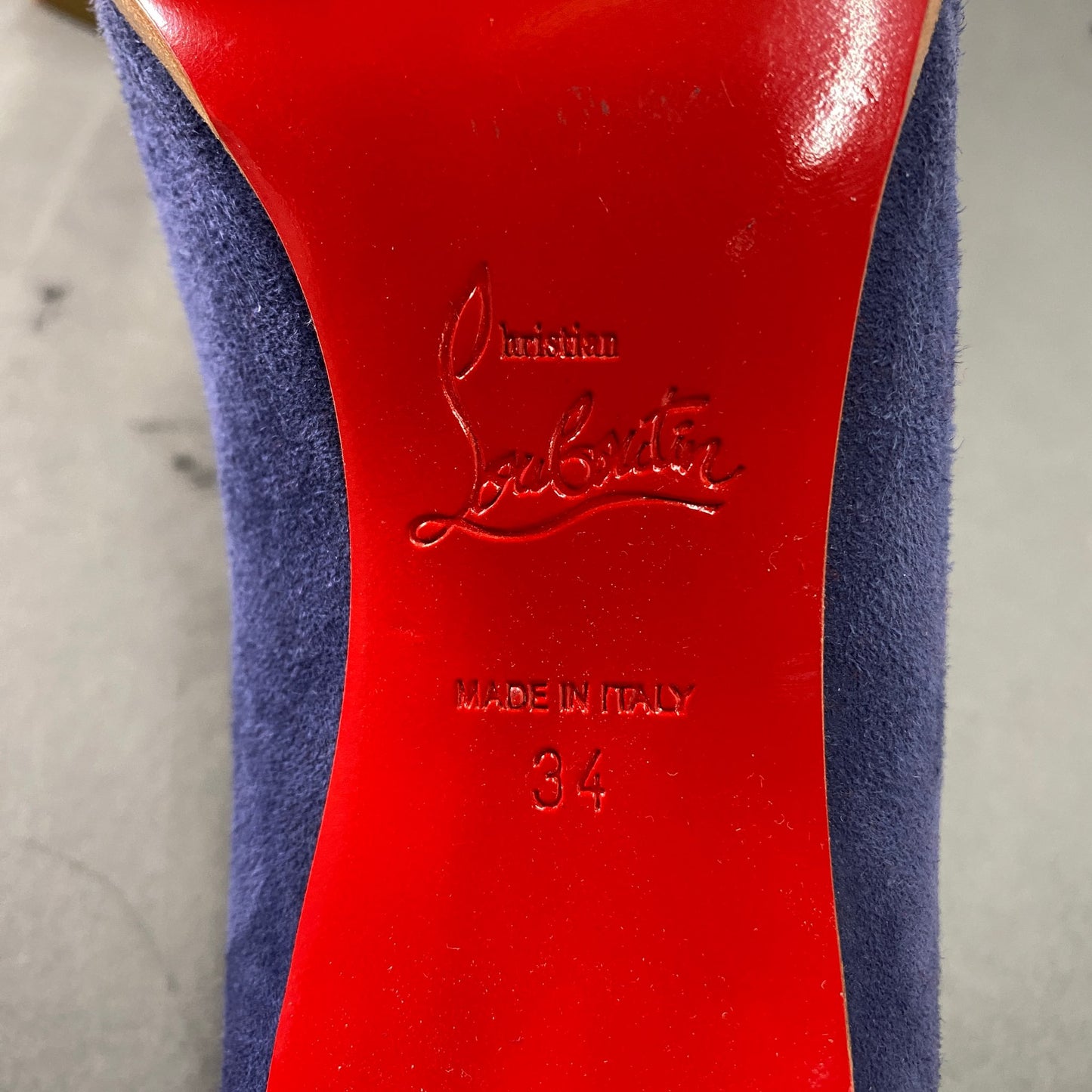 1a18 イタリア製 Christian Louboutin クリスチャンルブタン ヒールパンプス 34 ネイビー スエード ラウンドトゥ
