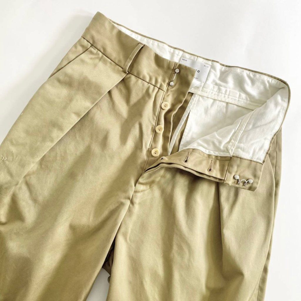 26f1 SOUMO ソウモ BIG TUCK CHINO ビッギタックチノ チノパンツ ワイドパンツ Mサイズ相当 ベージュ ロングパンツ メンズ 紳士用 男性用