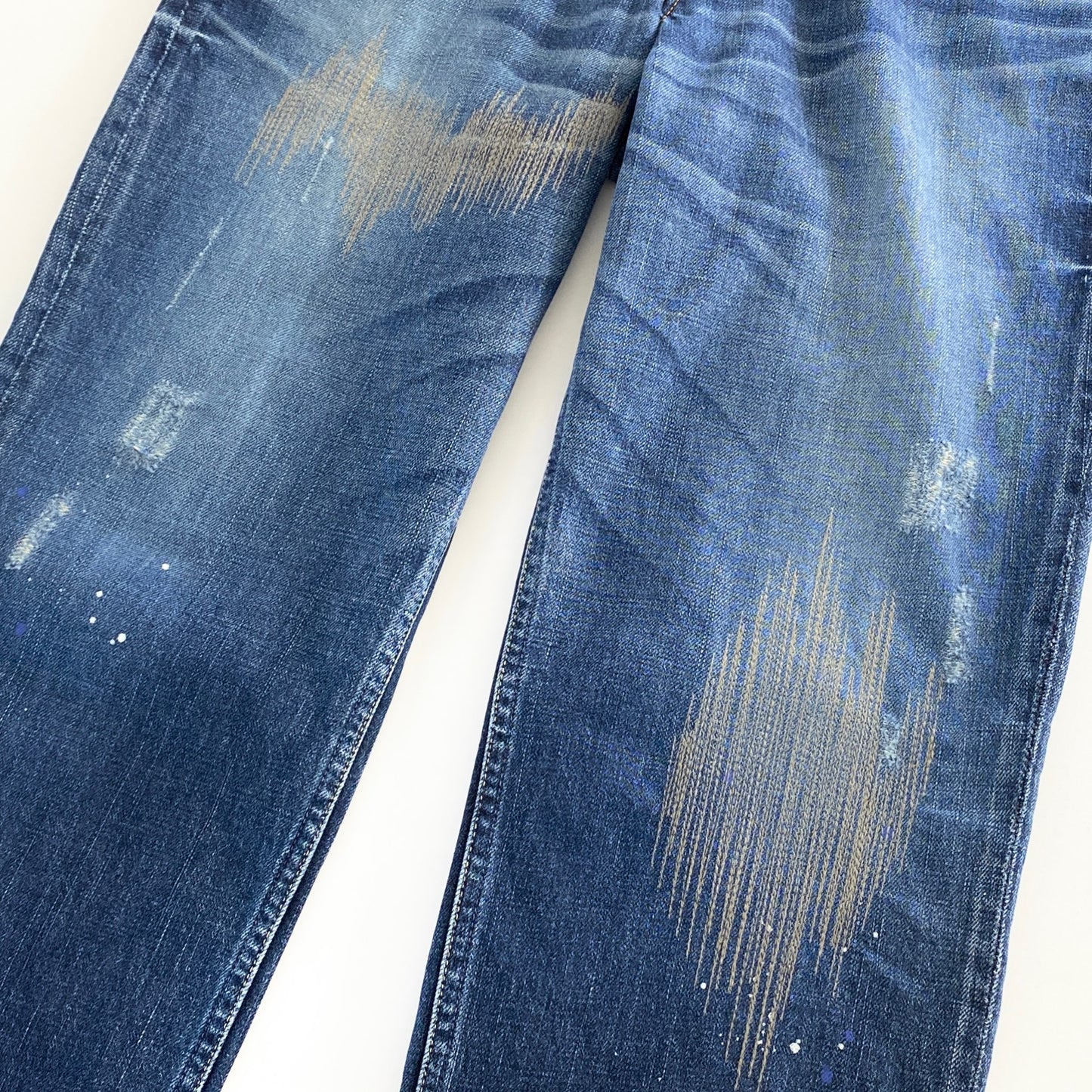 53a31 VISVIM ビズビム FLUXUS DENIM ダメージ加工 デニムパンツ ジーパン W36 × L32 ブルー コットン100% メンズ