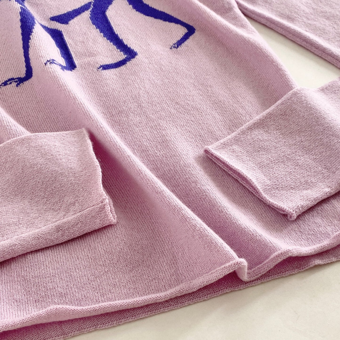 4L9《美品》lucien pellat-finet ルシアンぺラフィネ モンキーデザイン カシミヤニットトップ S ピンク cashmere100% セーター スコットランド製