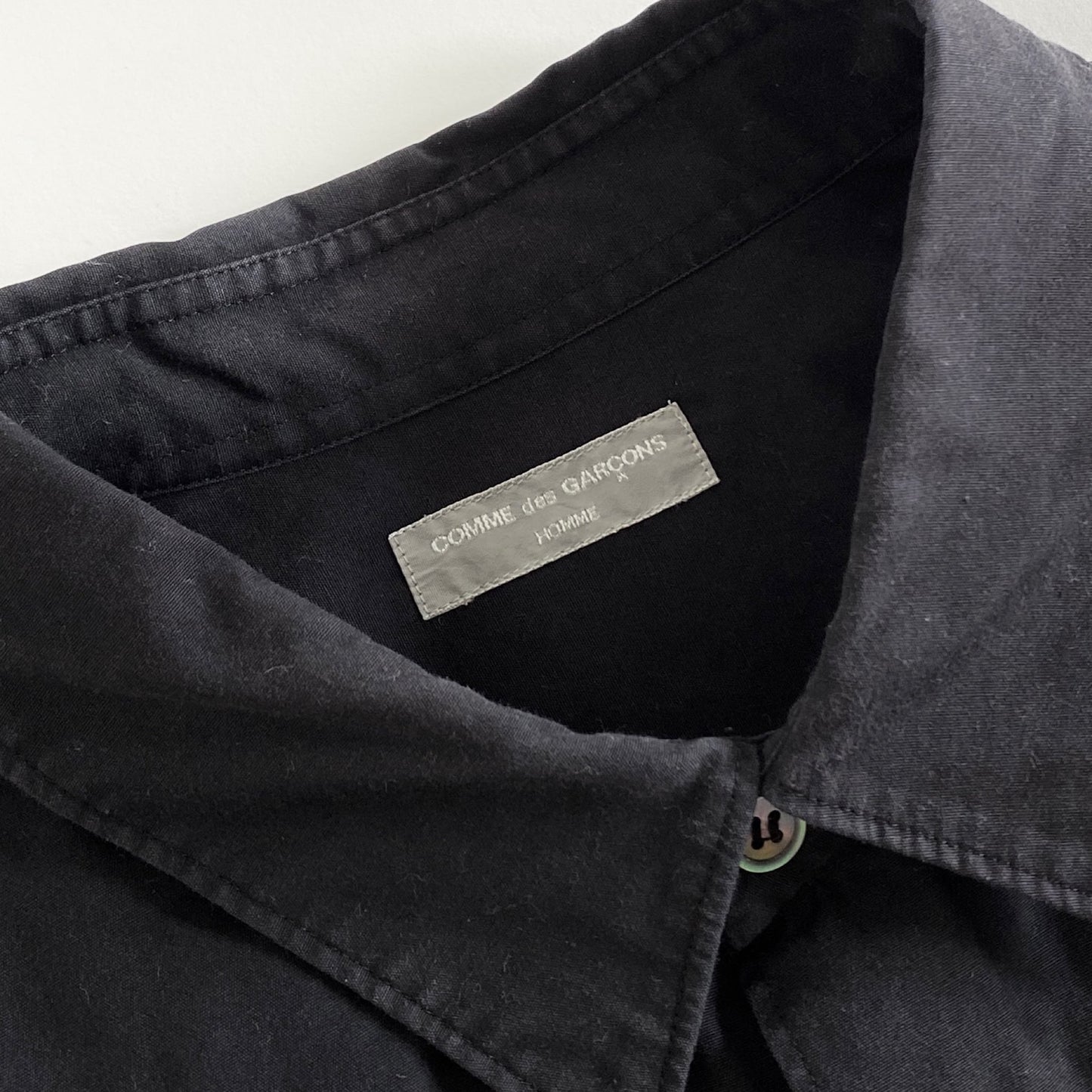 25a29 90s COMME des GARCONS HOMME コムデギャルソンオム 日本製 長袖シャツ ドレスシャツ ロングスリーブ HB-040290 ブラック コットン AD1999 MADE IN JAPAN VINTAGE