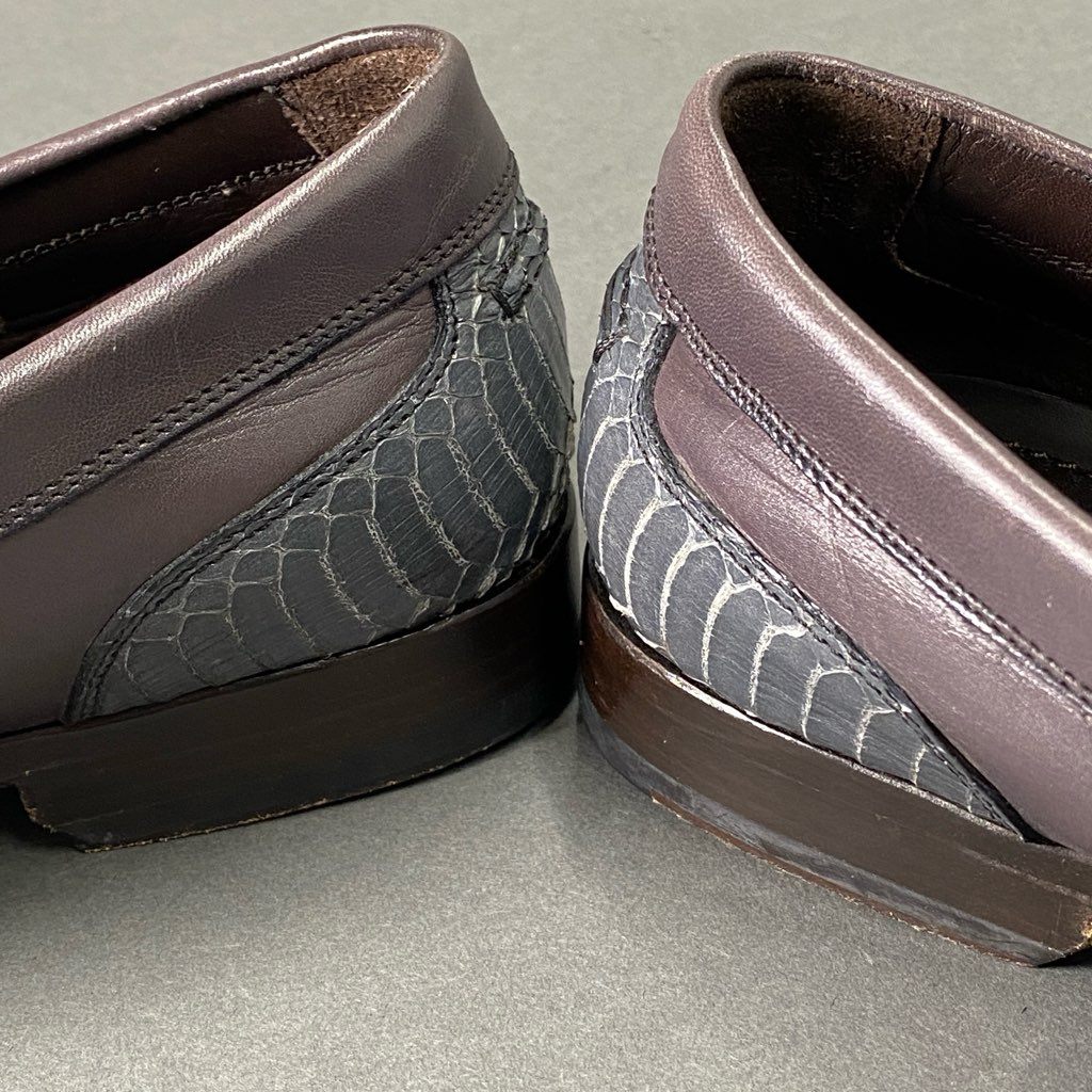 1b27 定価¥63,000 DOLCE&GABBANA ドルチェアンドガッバーナ パイソンレザー ローファー ドレスシューズ 6 1/2 スカイグレイ グレー D&G ドルガバ