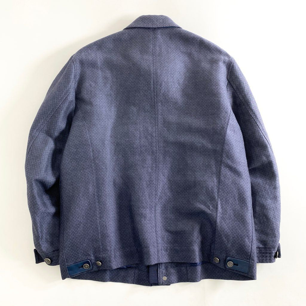 57b12-1 《美品》 大きいサイズ LANVIN COLLECTION ランバン コレクション ブルゾン ジップアップジャケット サイズ52 ネイビー メンズ 紳士服 夏