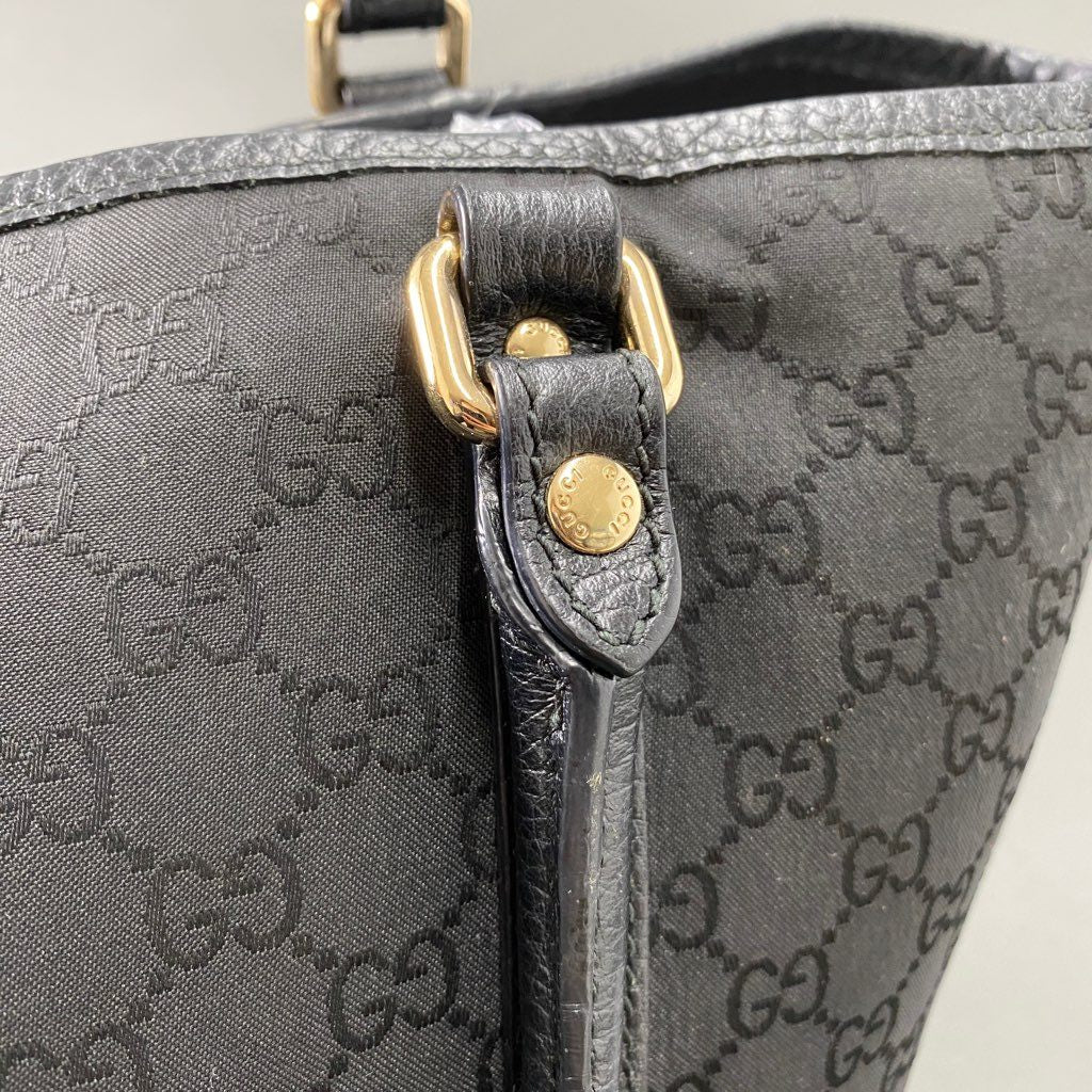 Ab7 GUCCI グッチ イタリア製 265695 493075 GGキャンバス トートバッグ かばん 鞄 ブラック キャンバス MADE IN ITALY
