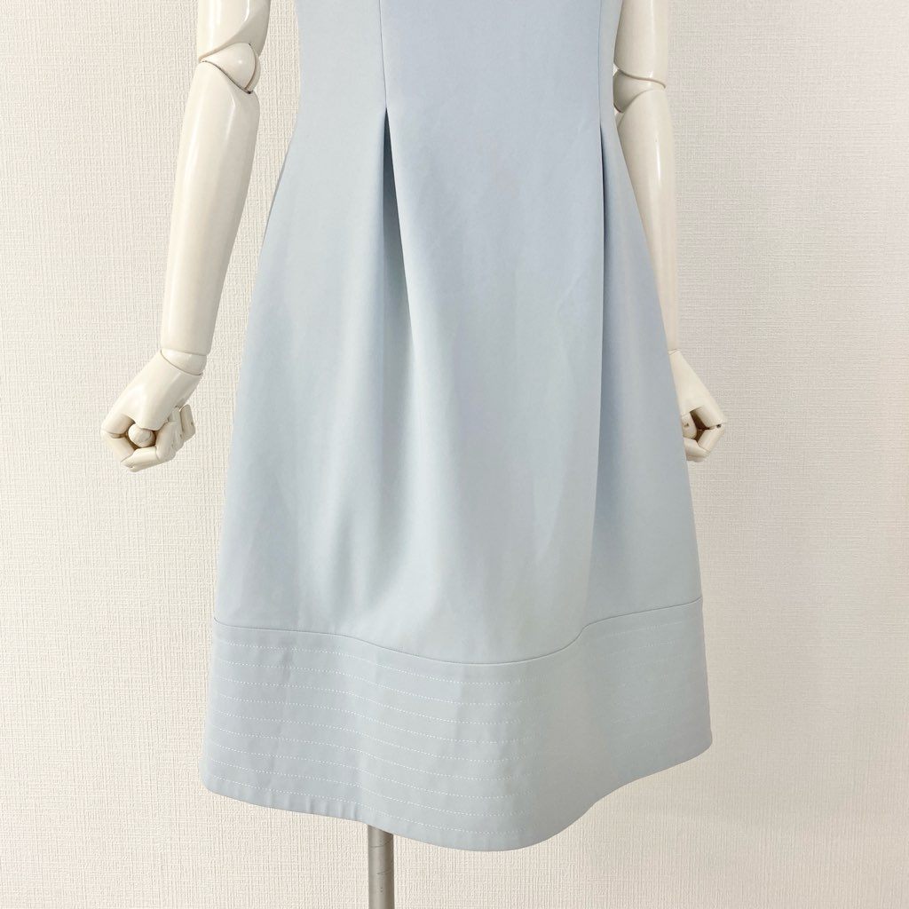 50c11 Rene basic ルネ ベーシック りりィベルワンピース 36 ブルー ドレス ストレッチ 伸縮性◎ 日本製