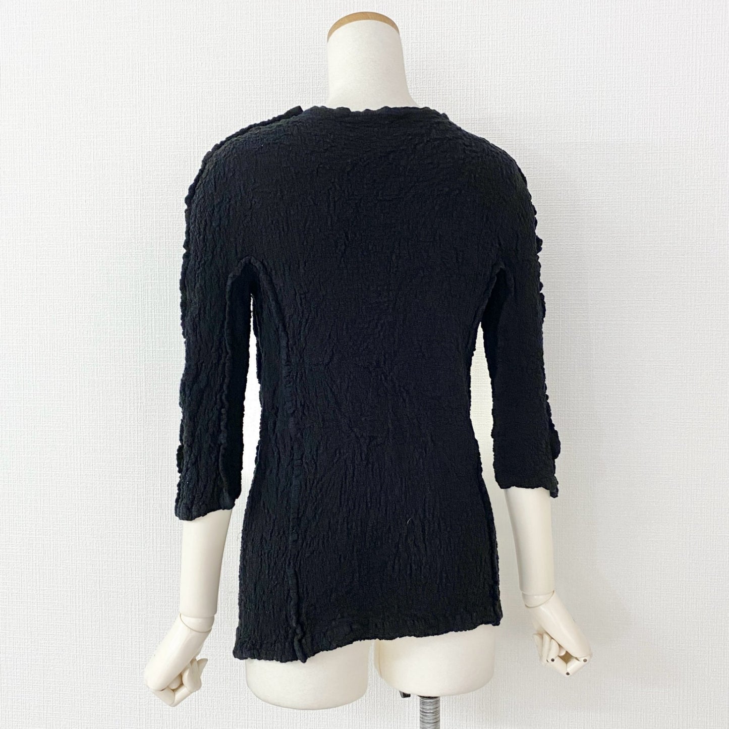 35c14 me ISSEY MIYAKE ミー イッセイミヤケ 日本製 カリフラワー トップス 長袖 チュニック カットソー MI34FK512 ブラック コットン MADE IN JAPAN